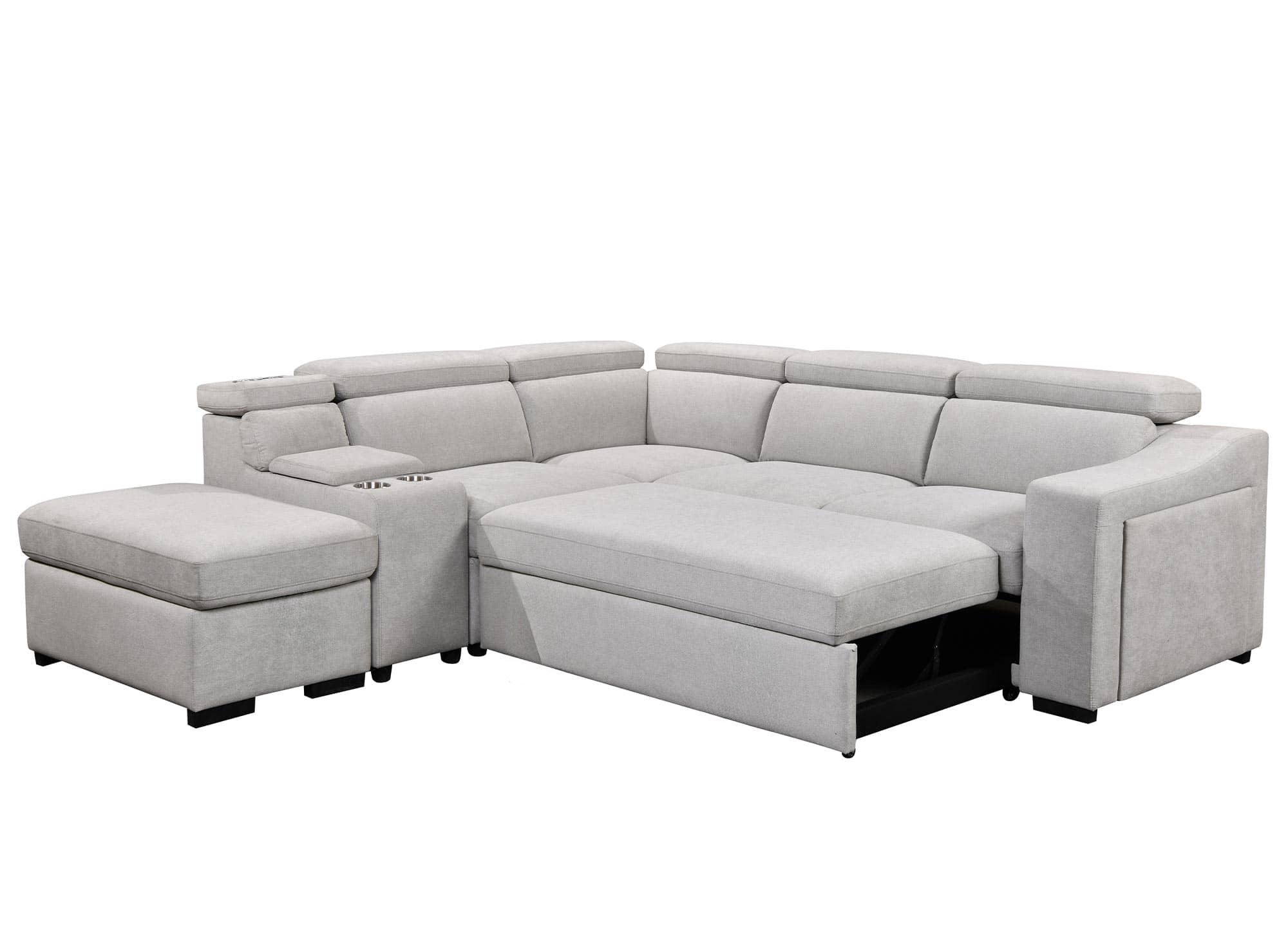 Canapé d'angle convertible en tissu beige DEREK XL - Angle gauche