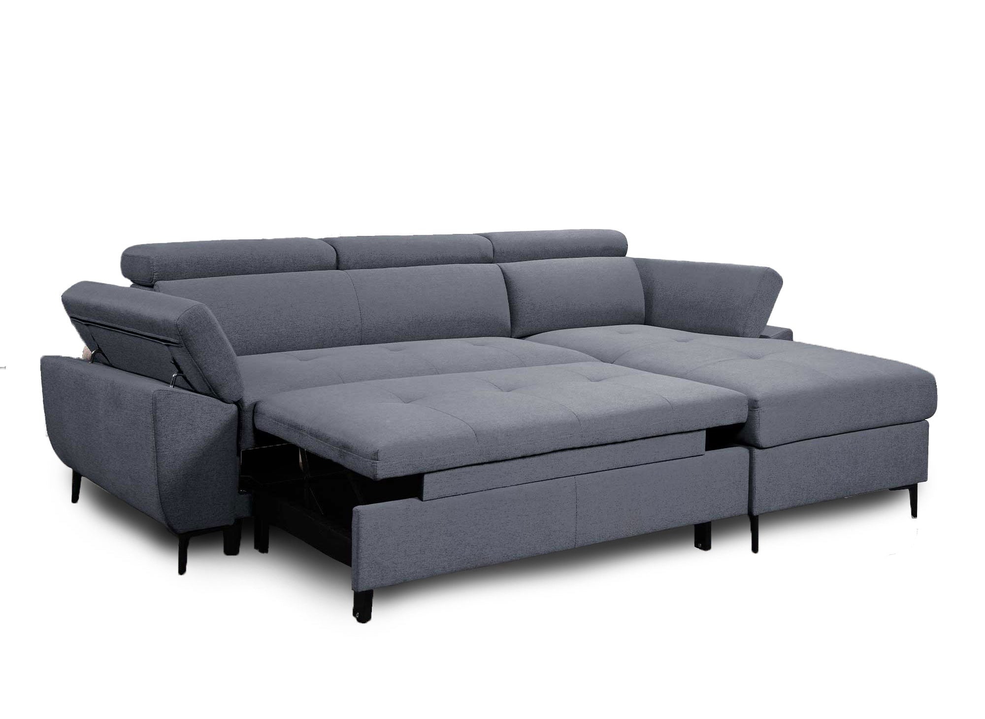 Canapé d'angle convertible en tissu gris foncé MONICA - Angle droit