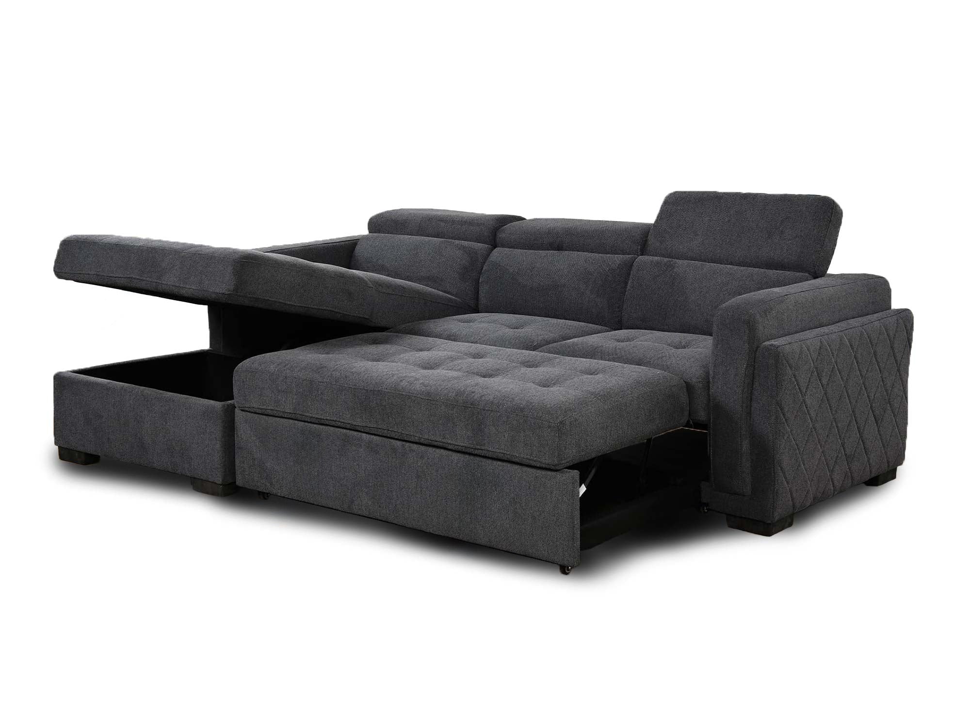 Canapé d'angle convertible en tissu gris foncé CHANDLER - Angle gauche