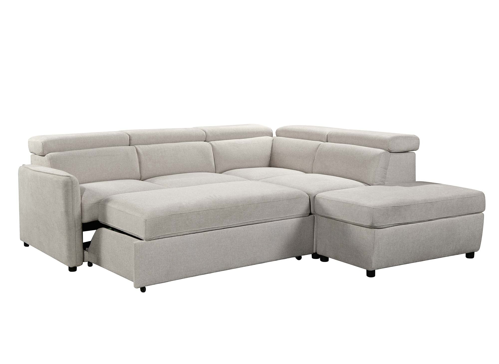 Canapé d'angle convertible en tissu beige NAIROBI - Angle droit