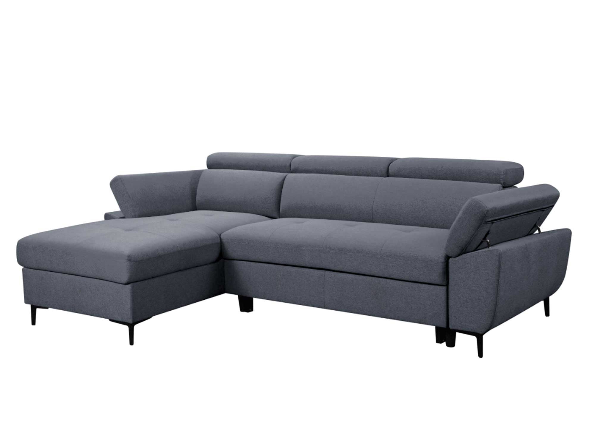 Canapé d'angle convertible en tissu gris foncé MONICA - Angle gauche