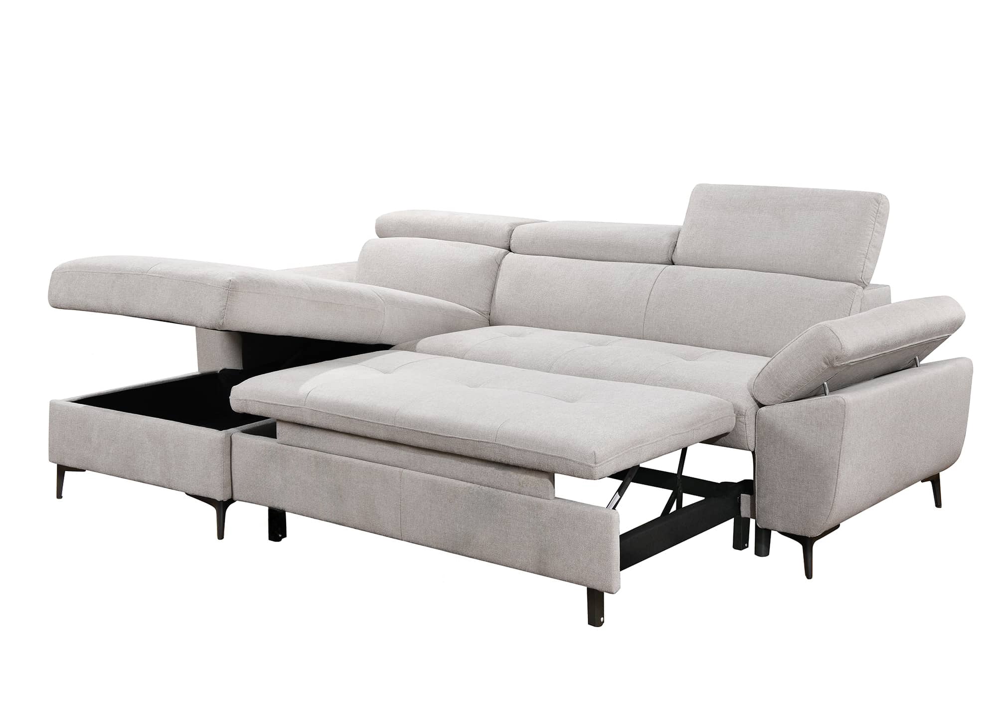 Canapé d'angle convertible en tissu beige MONICA - Angle gauche