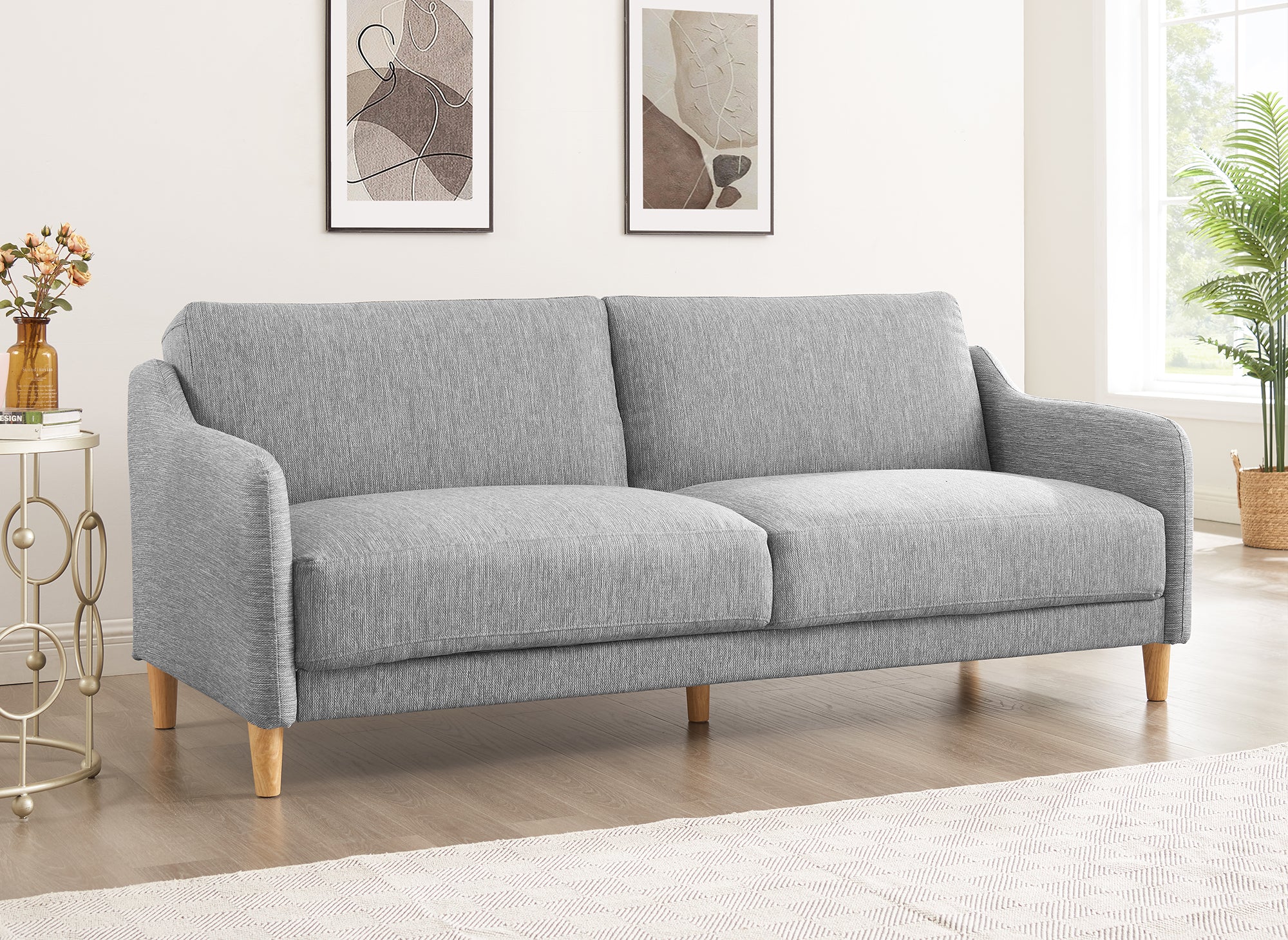 Canapé clic clac 3 places en tissu gris clair MARLON