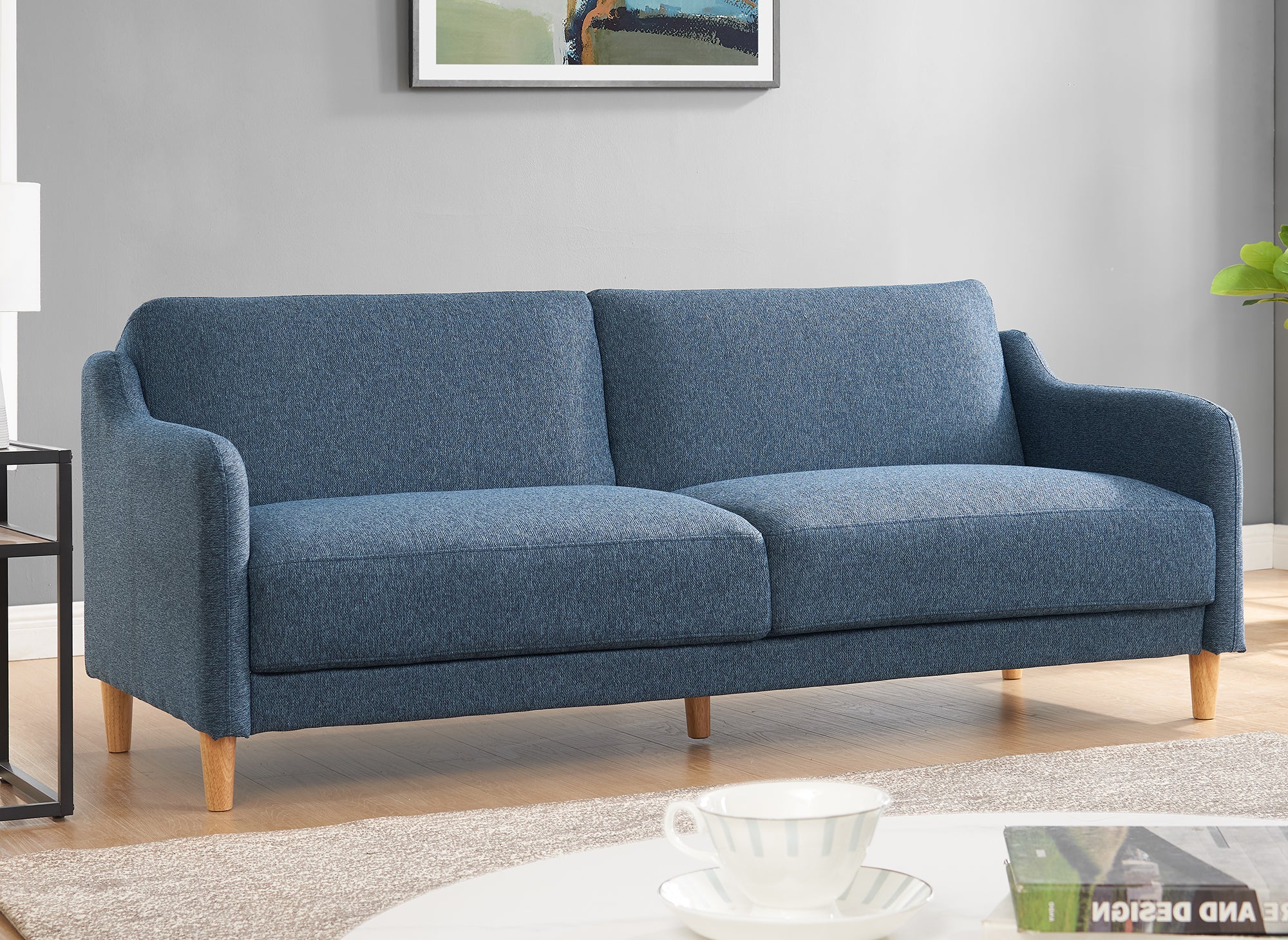 Canapé clic clac 3 places en tissu bleu MARLON