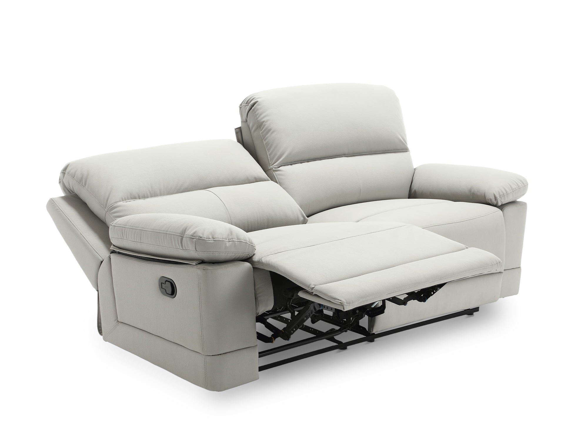 Canapé 3 places relax manuel en simili cuir gris clair DANY