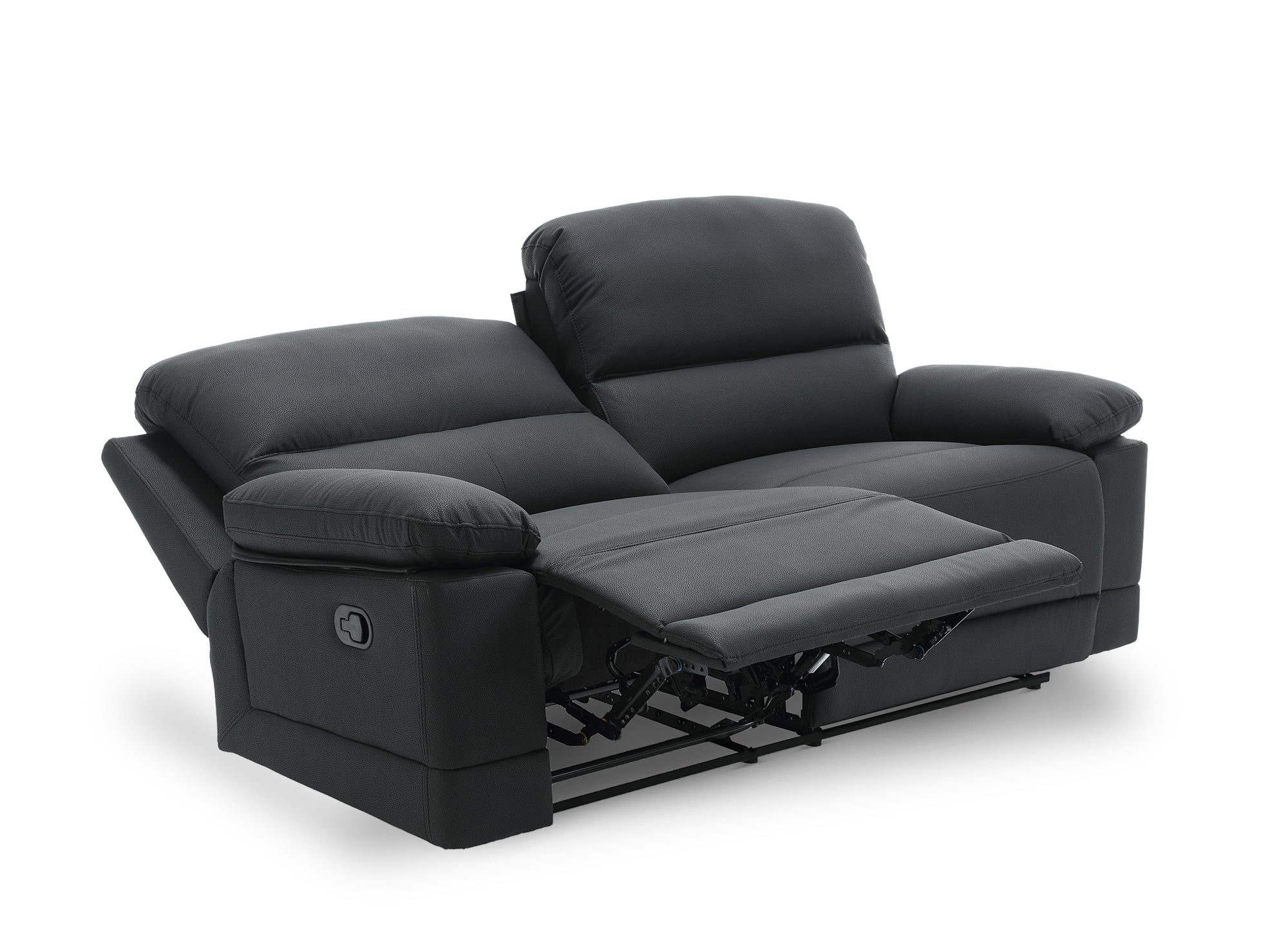 Canapé 3 places relax manuel en simili cuir noir DANY