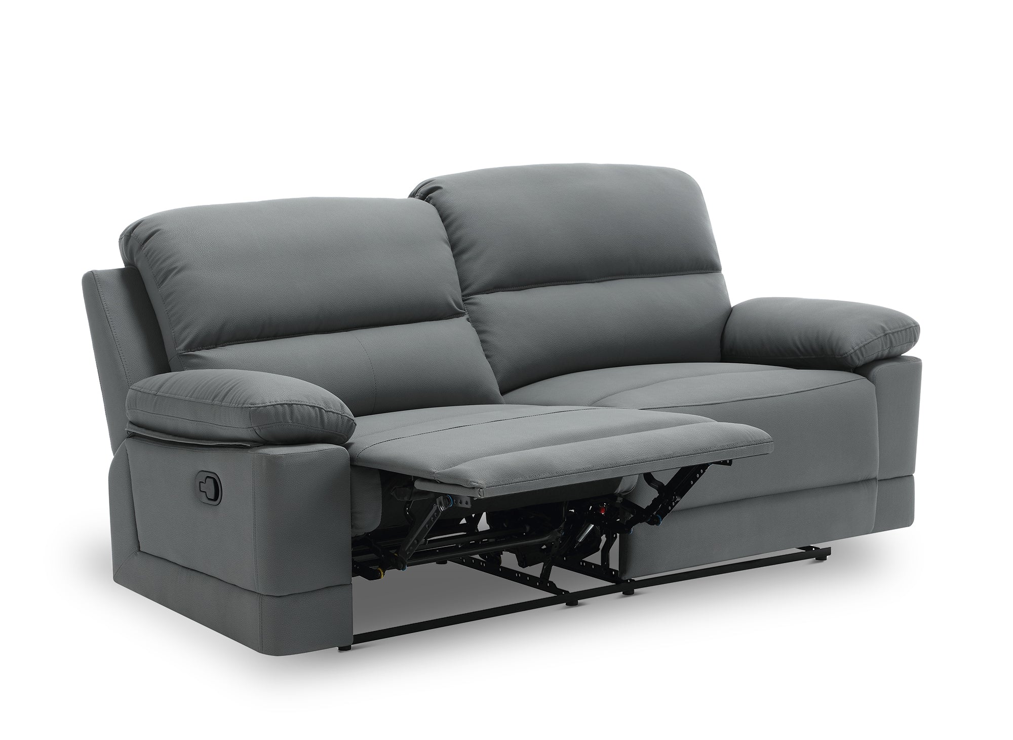 Canapé 3 places relax manuel en simili cuir gris foncé DANY