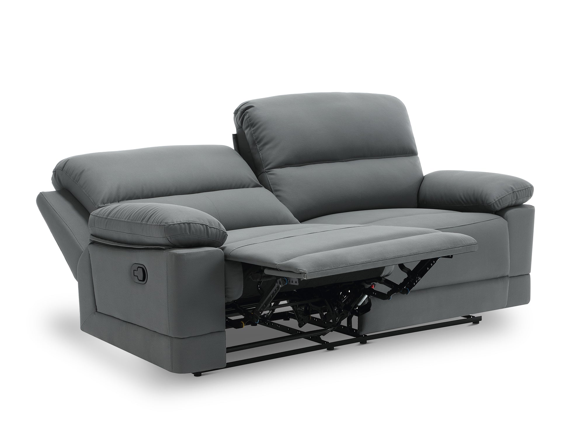 Canapé 3 places relax manuel en simili cuir gris foncé DANY