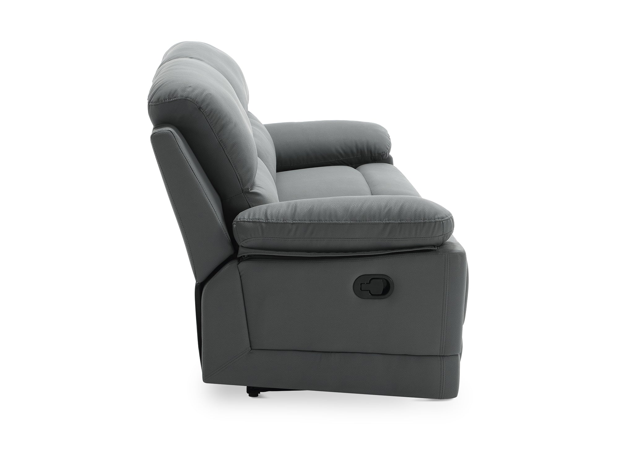 Canapé 3 places relax manuel en simili cuir gris foncé DANY