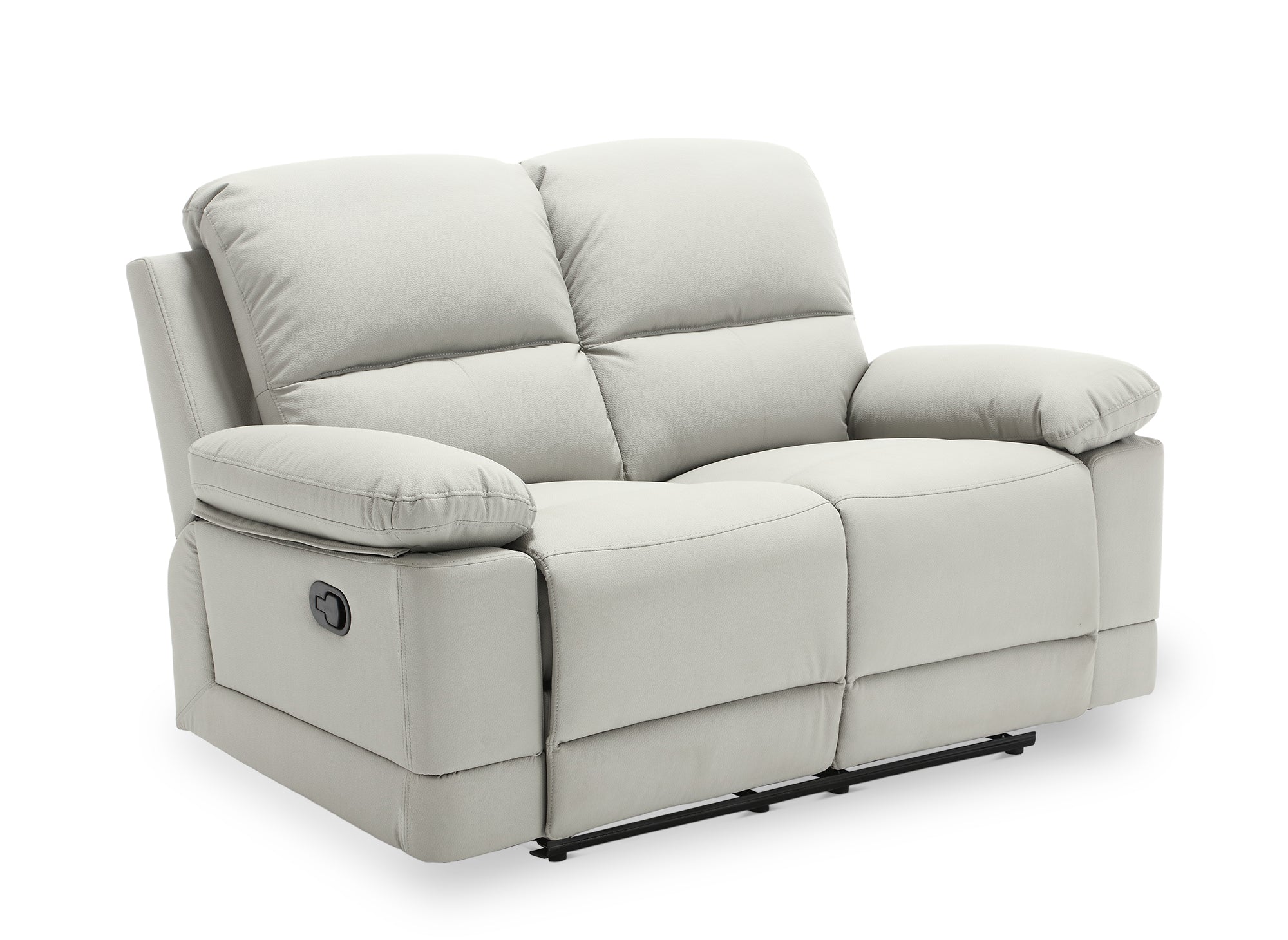 Canapé 2 places relax manuel en simili cuir gris clair DANY