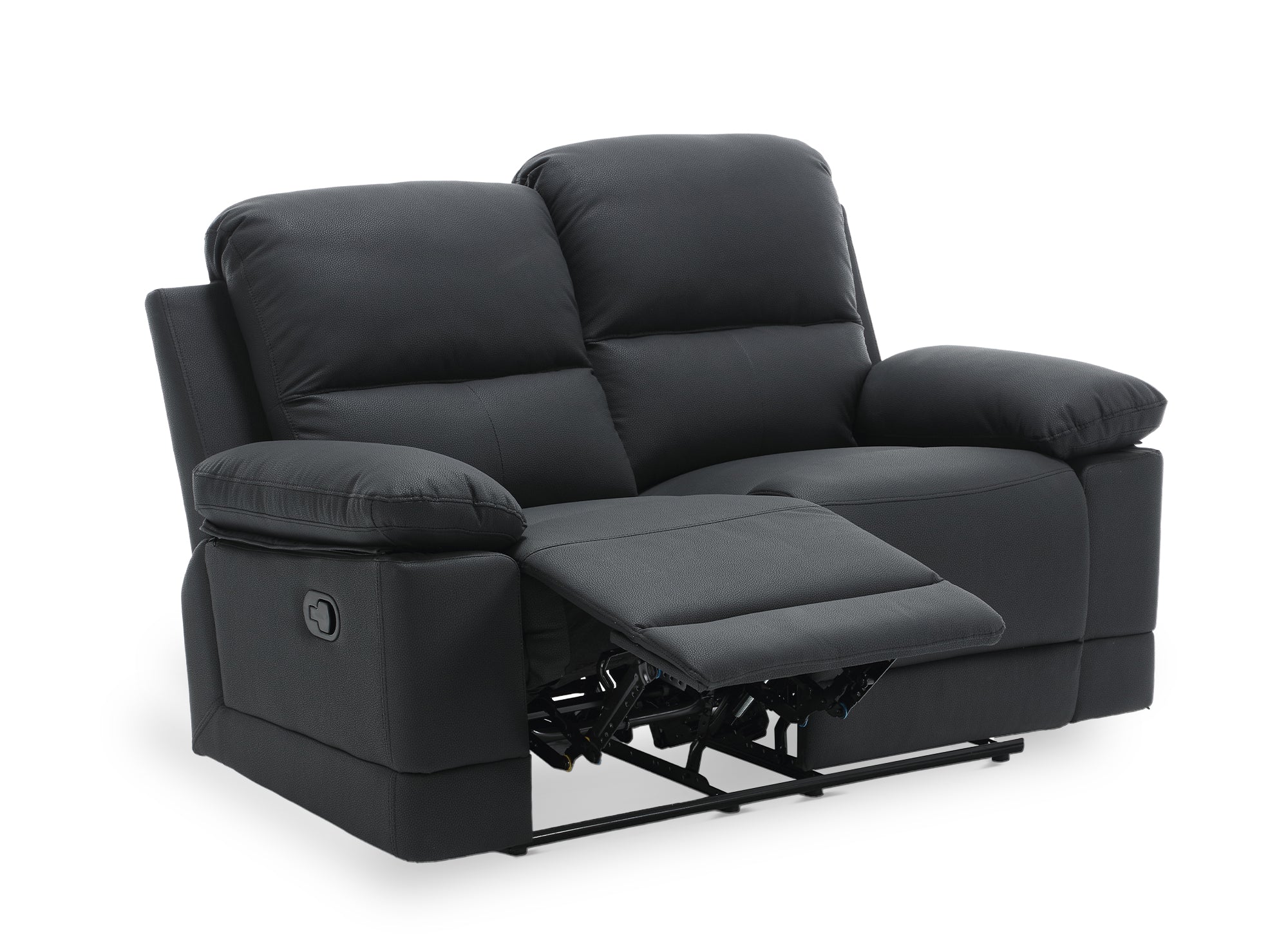 Canapé 2 places relax manuel en simili cuir noir DANY