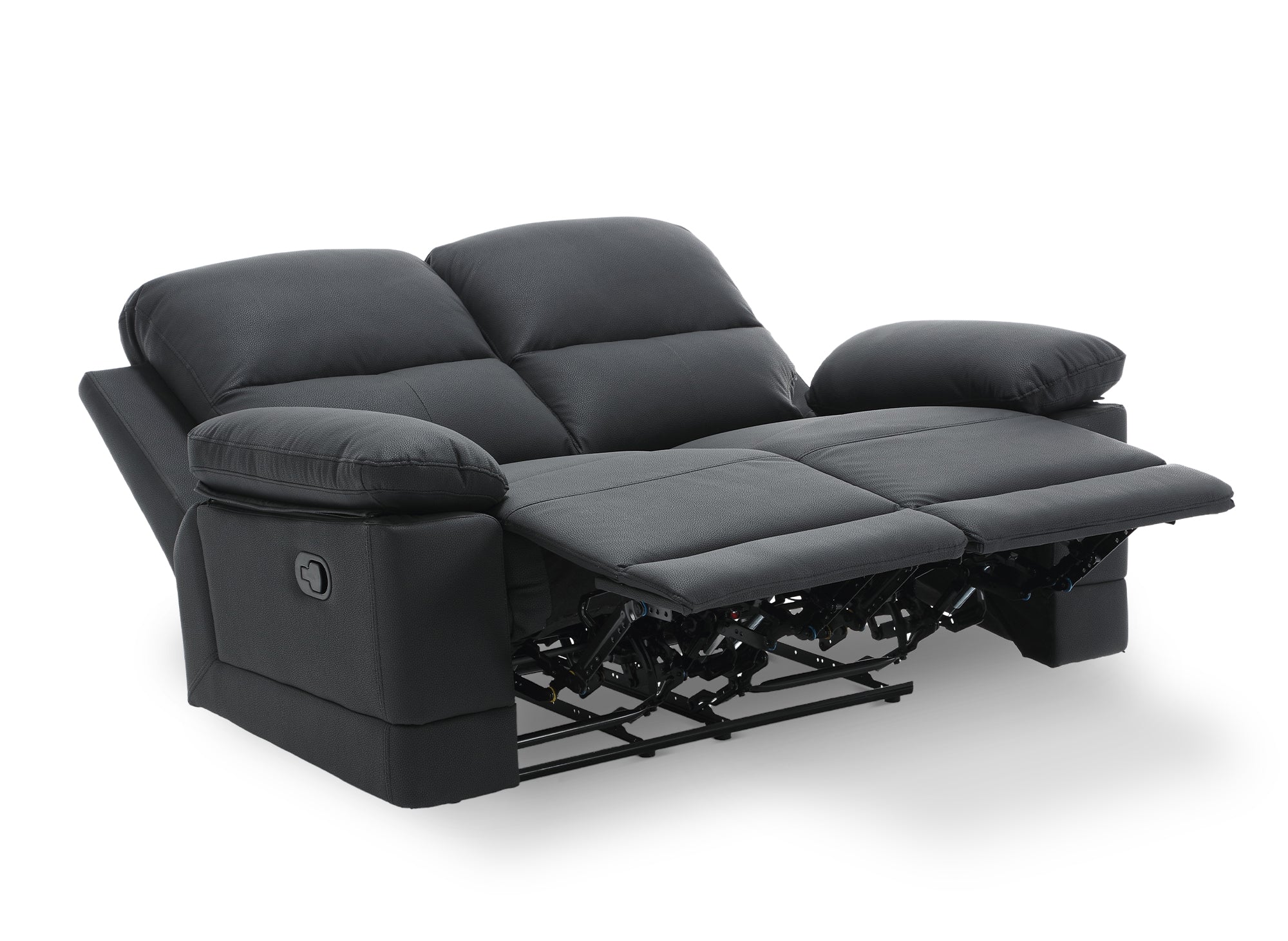 Canapé 2 places relax manuel en simili cuir noir DANY