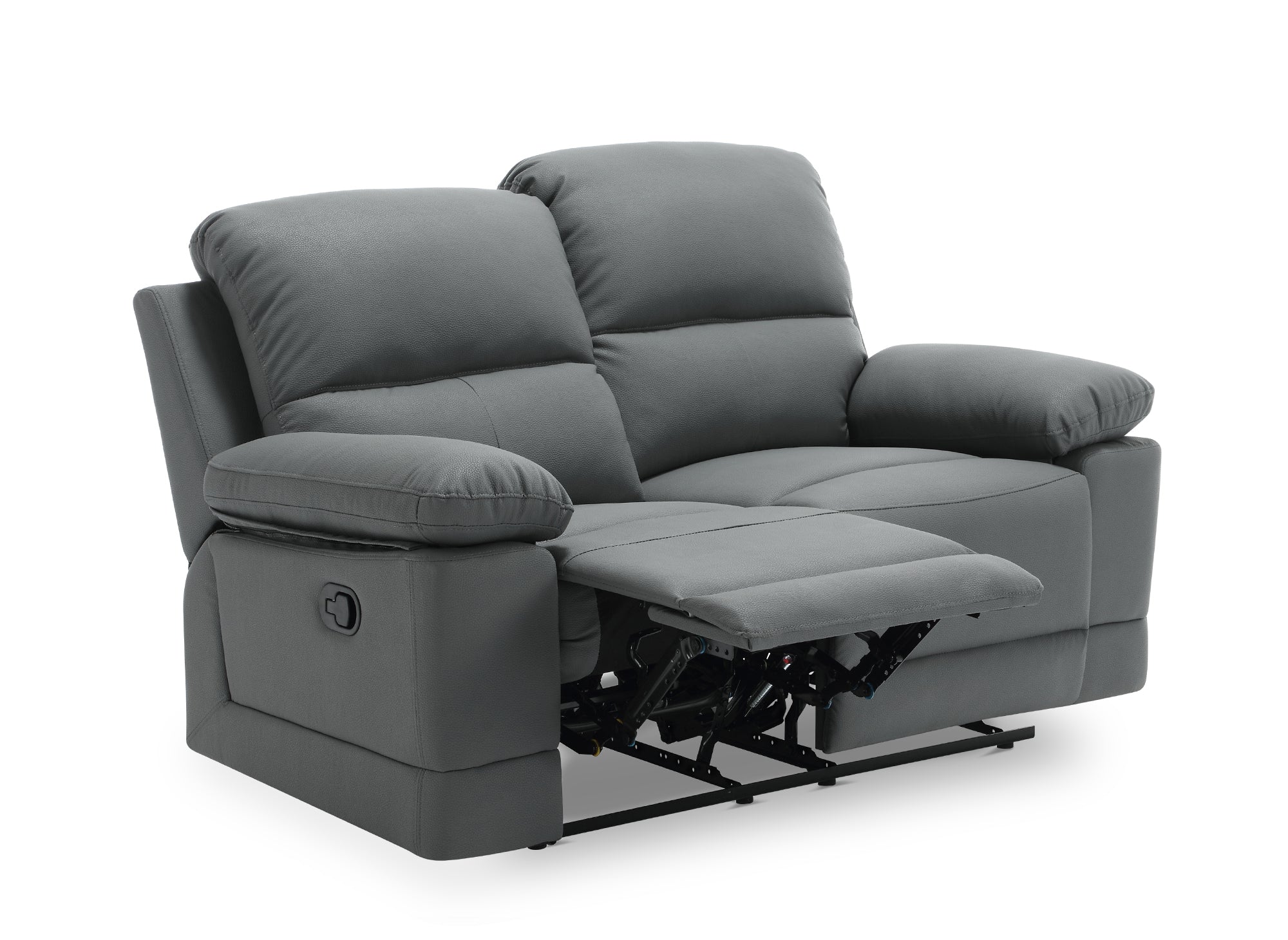 Canapé 2 places relax manuel en simili cuir gris foncé DANY