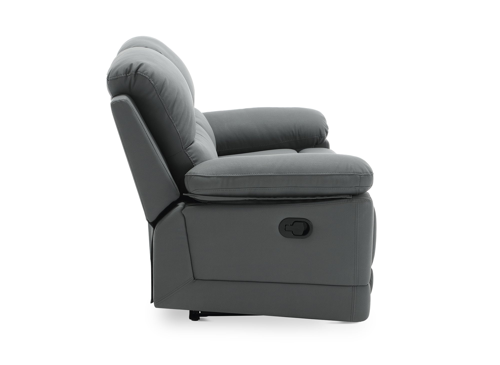 Canapé 2 places relax manuel en simili cuir gris foncé DANY