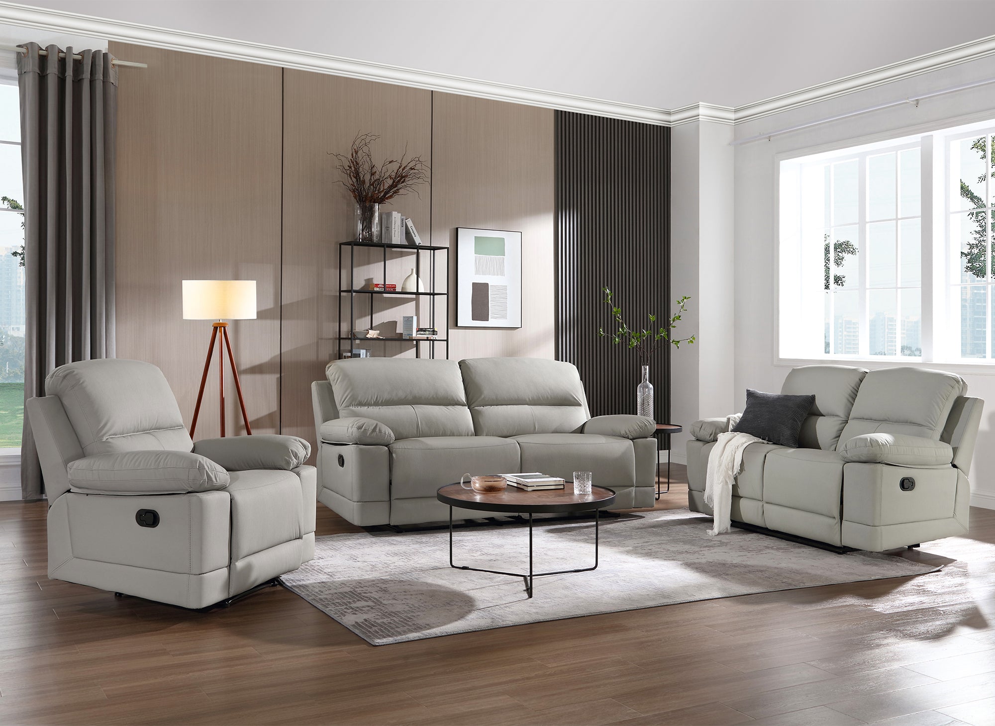Fauteuil relax manuel en simili cuir gris clair DANY