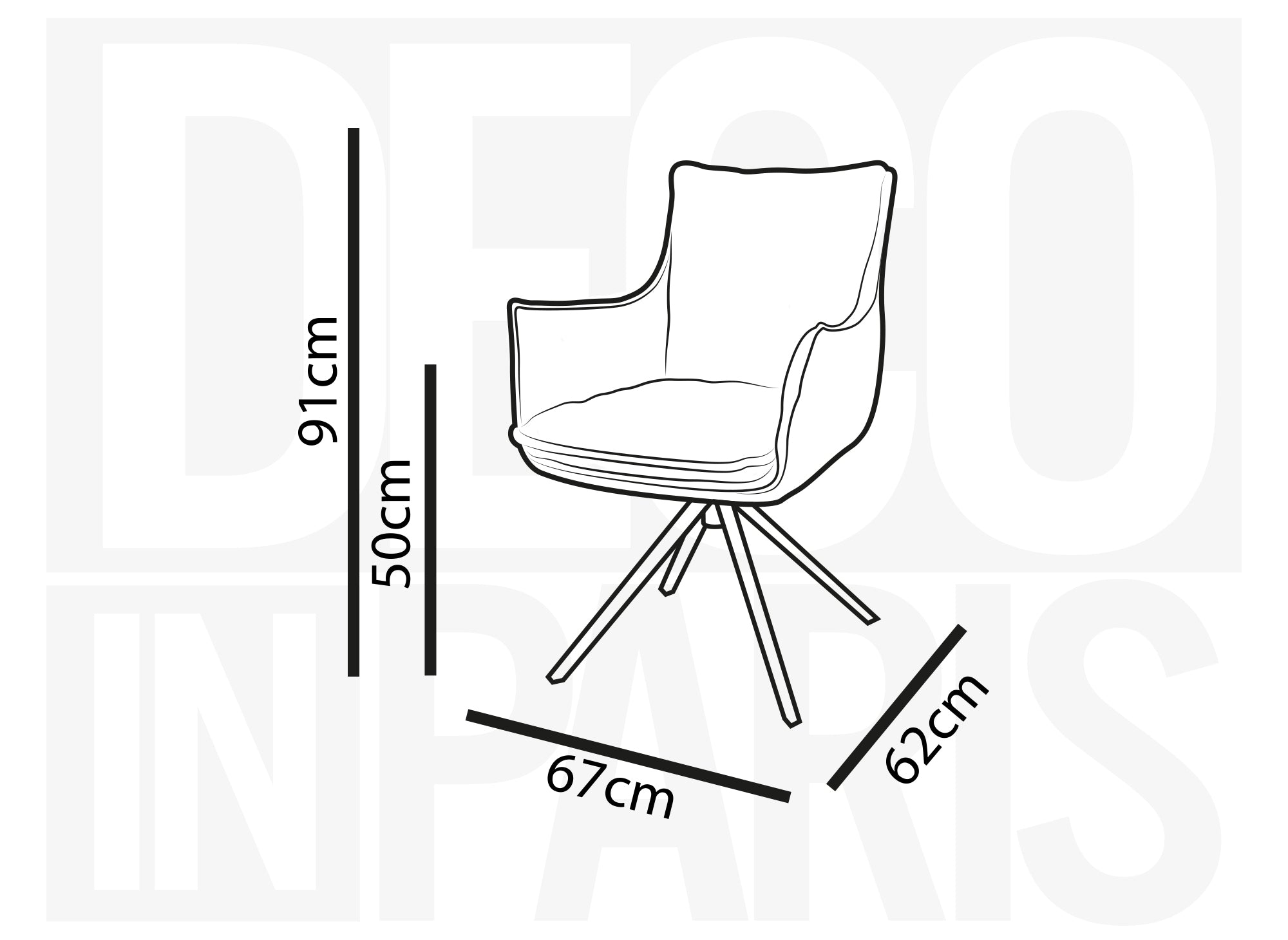 Chaise pivotante avec accoudoirs en velours bleu NOALIE