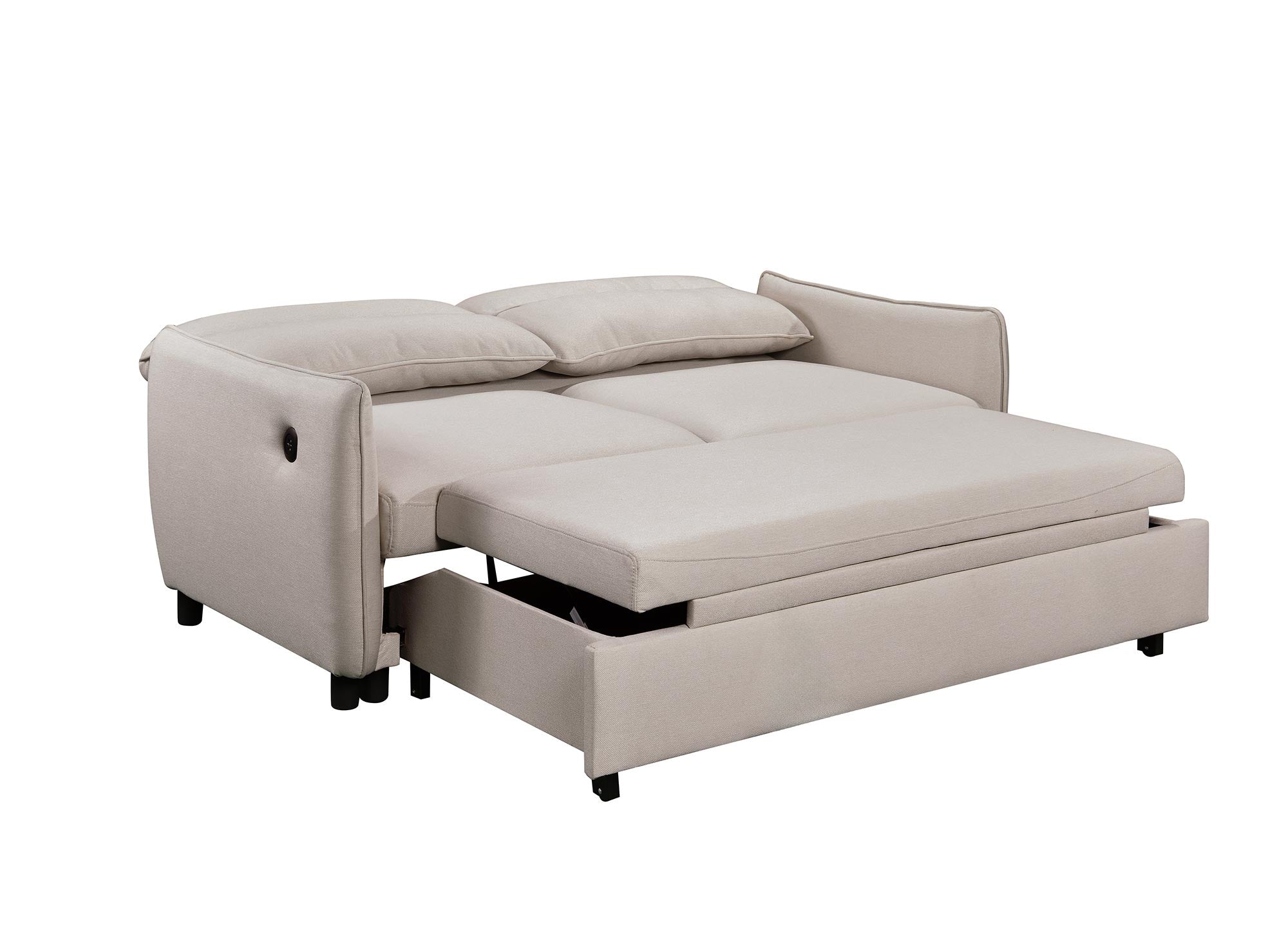 Canapé convertible 3 places en tissu beige ZADIG