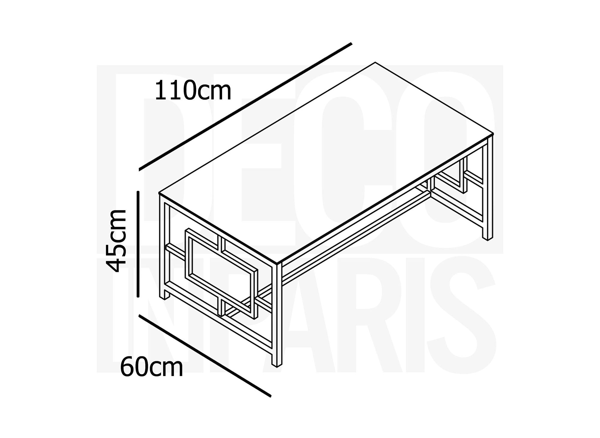 Table basse design en verre noir et métal doré rectangulaire PABLO