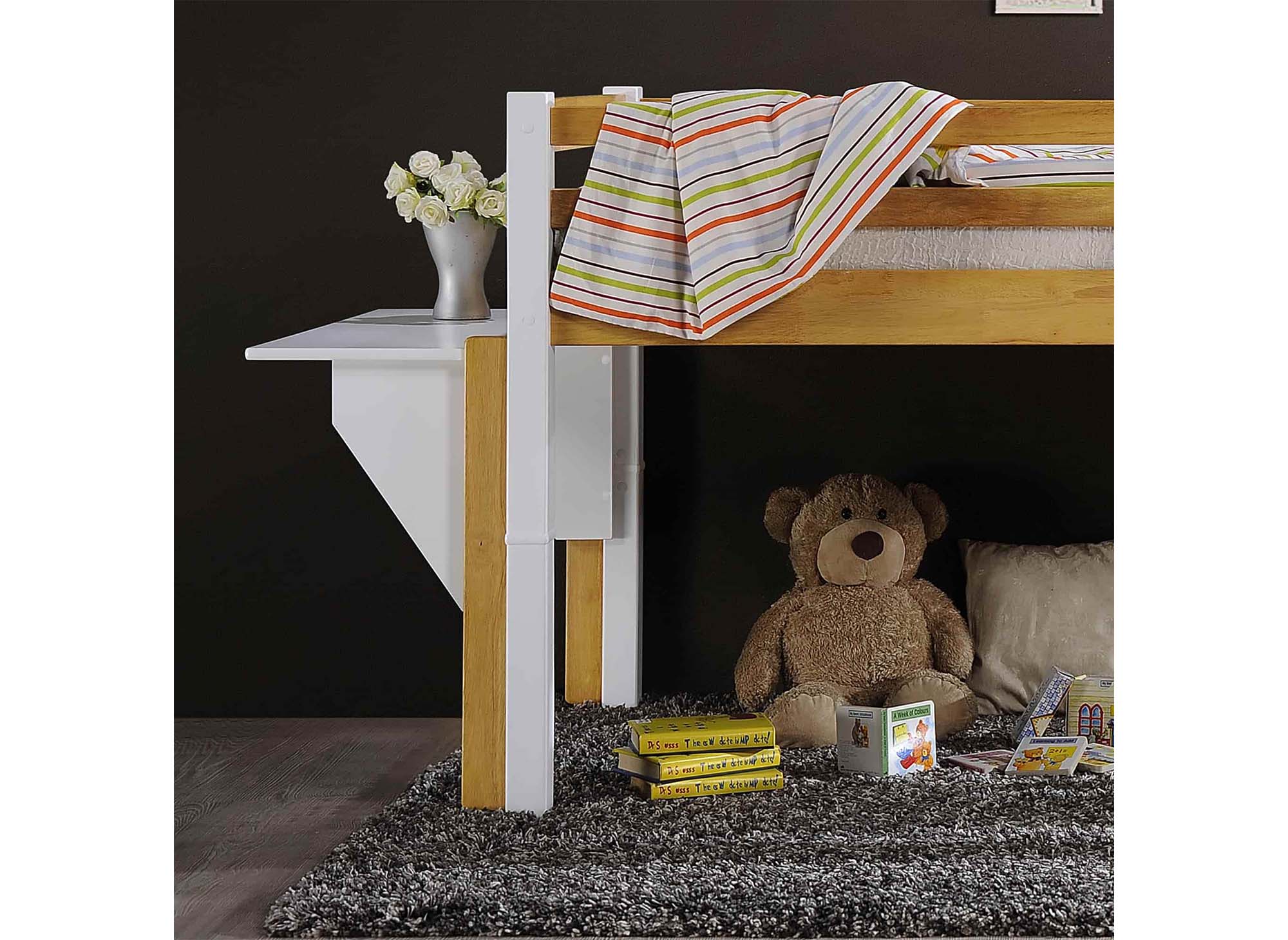 Lit mezzanine mi-hauteur 90 x 190 cm en bois et blanc ARMAND