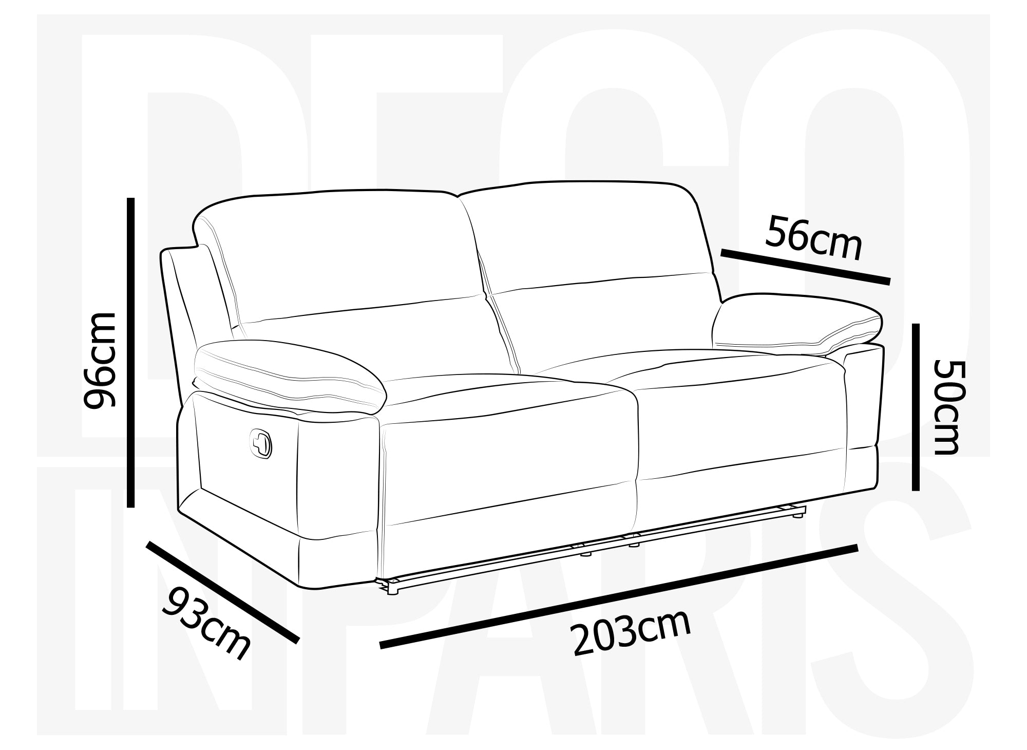 Canapé 3 places relax manuel en simili cuir gris foncé DANY