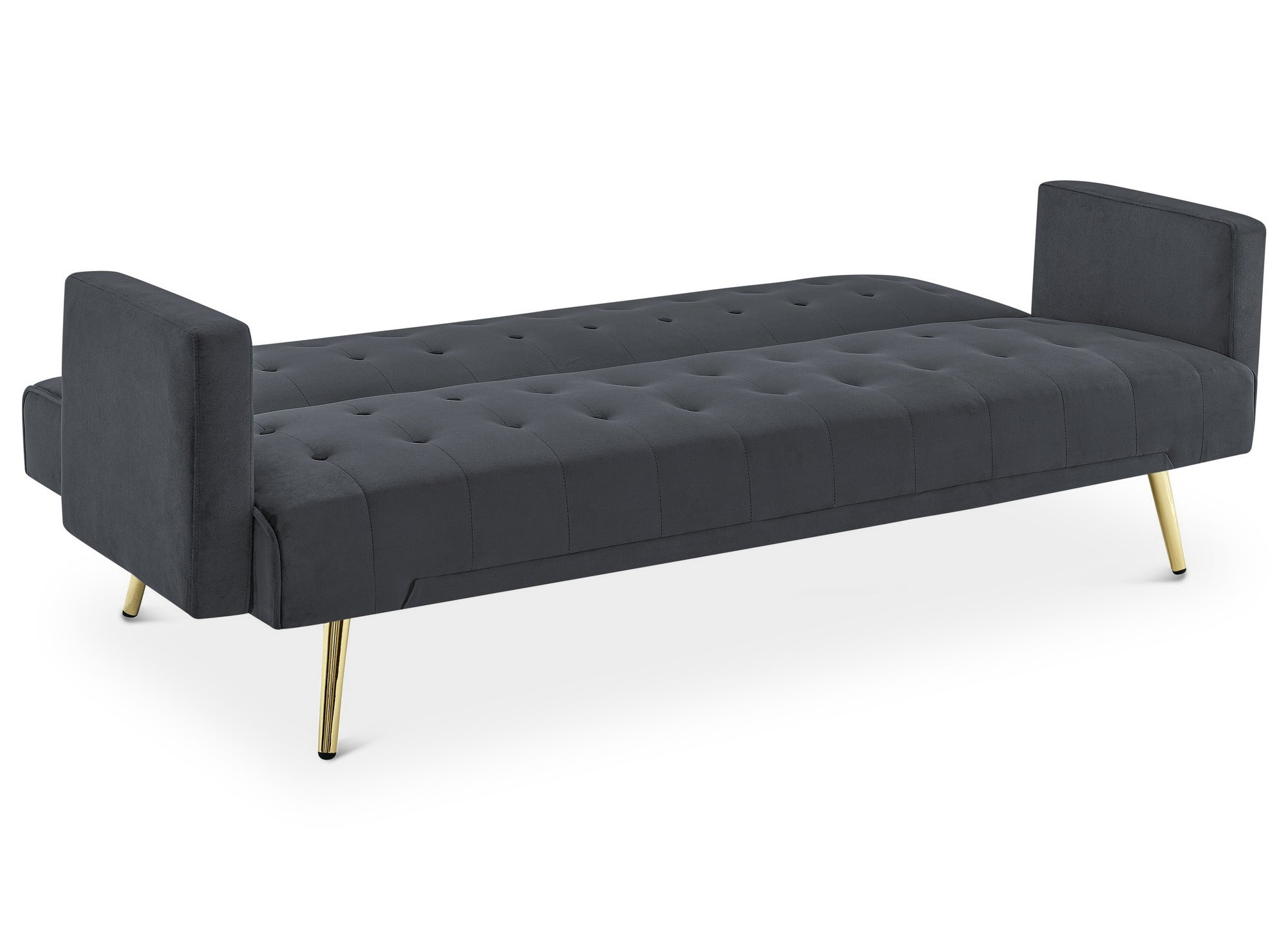 Divano clic clac in velluto grigio scuro con gambe in metallo dorato CHICAGO