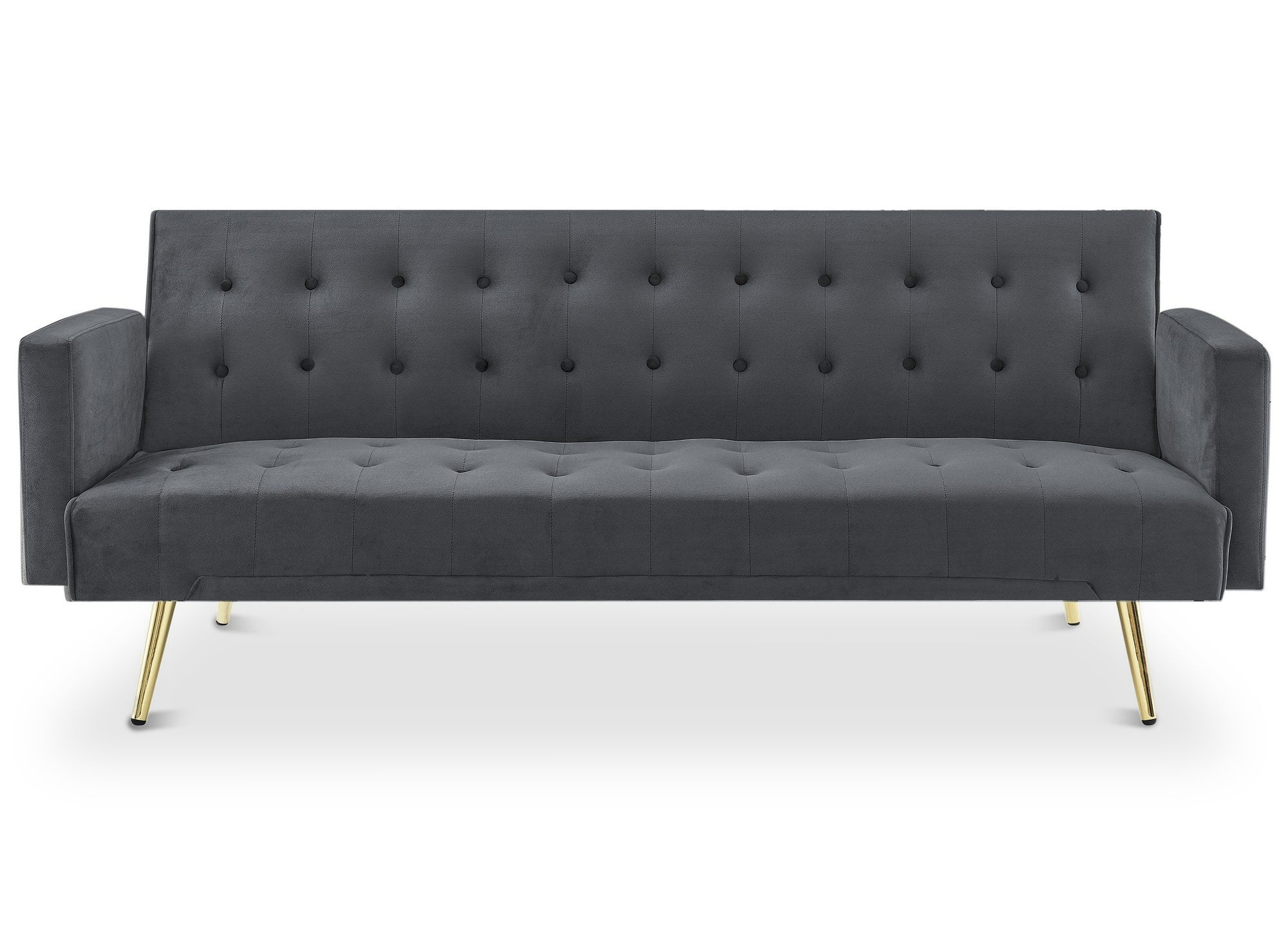 Divano clic clac in velluto grigio scuro con gambe in metallo dorato CHICAGO