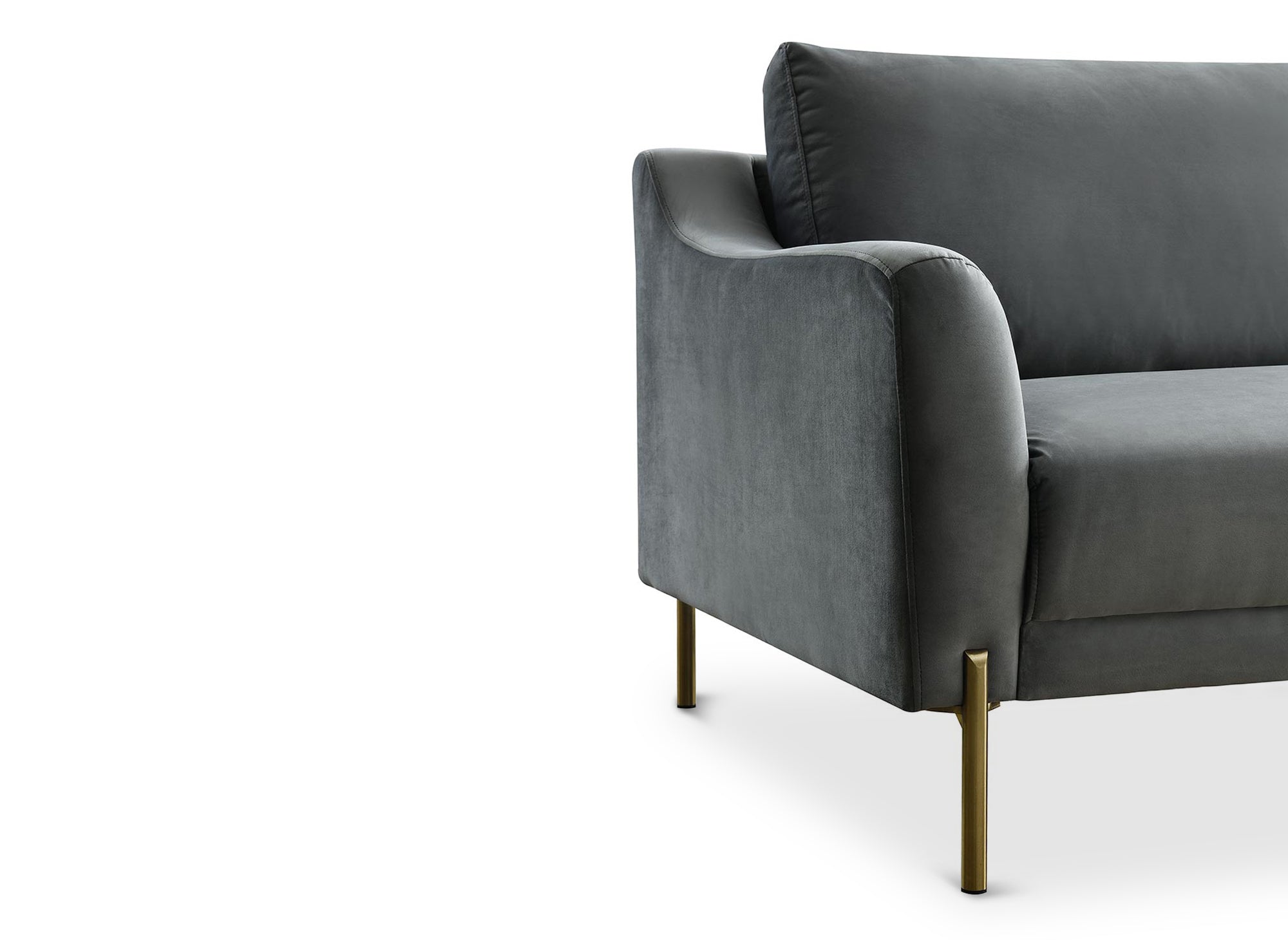 Canapé droit 2 places en velours gris CELINE