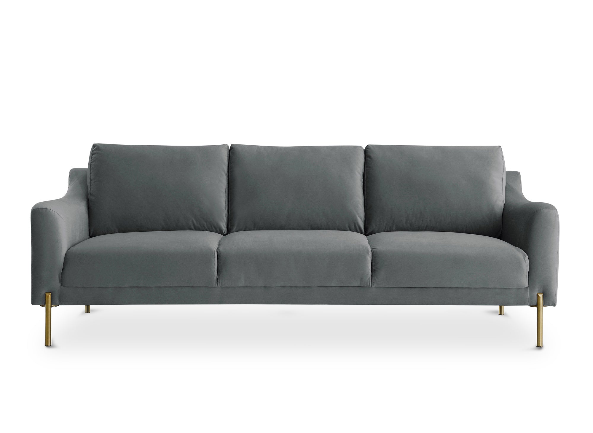 Canapé droit 3 places en velours gris CELINE