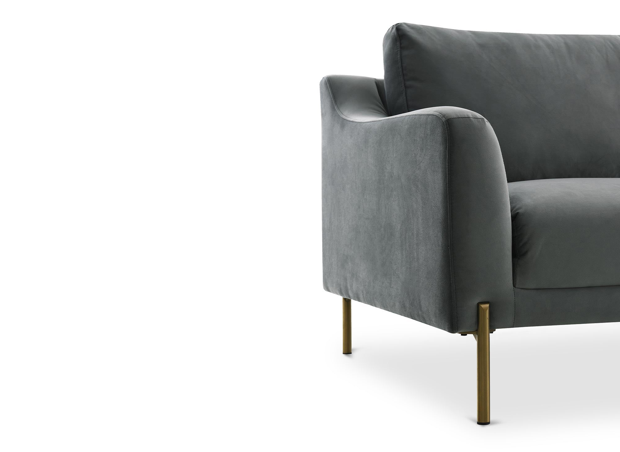 Canapé droit 3 places en velours gris CELINE