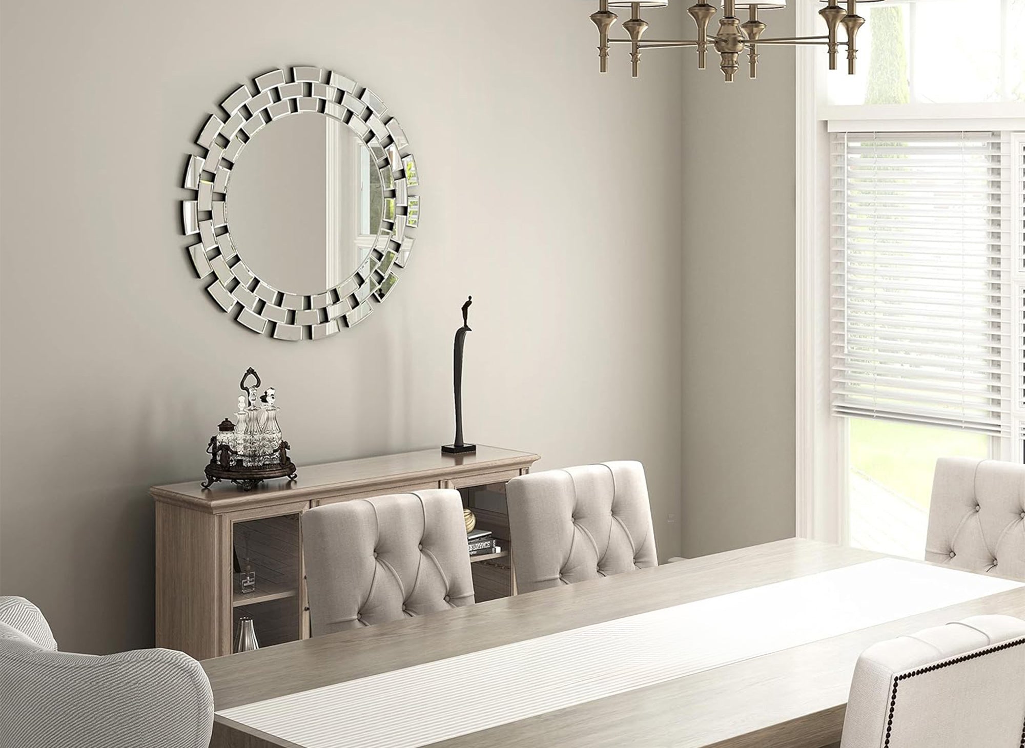 Miroir mural rond argenté 90 cm ALBA