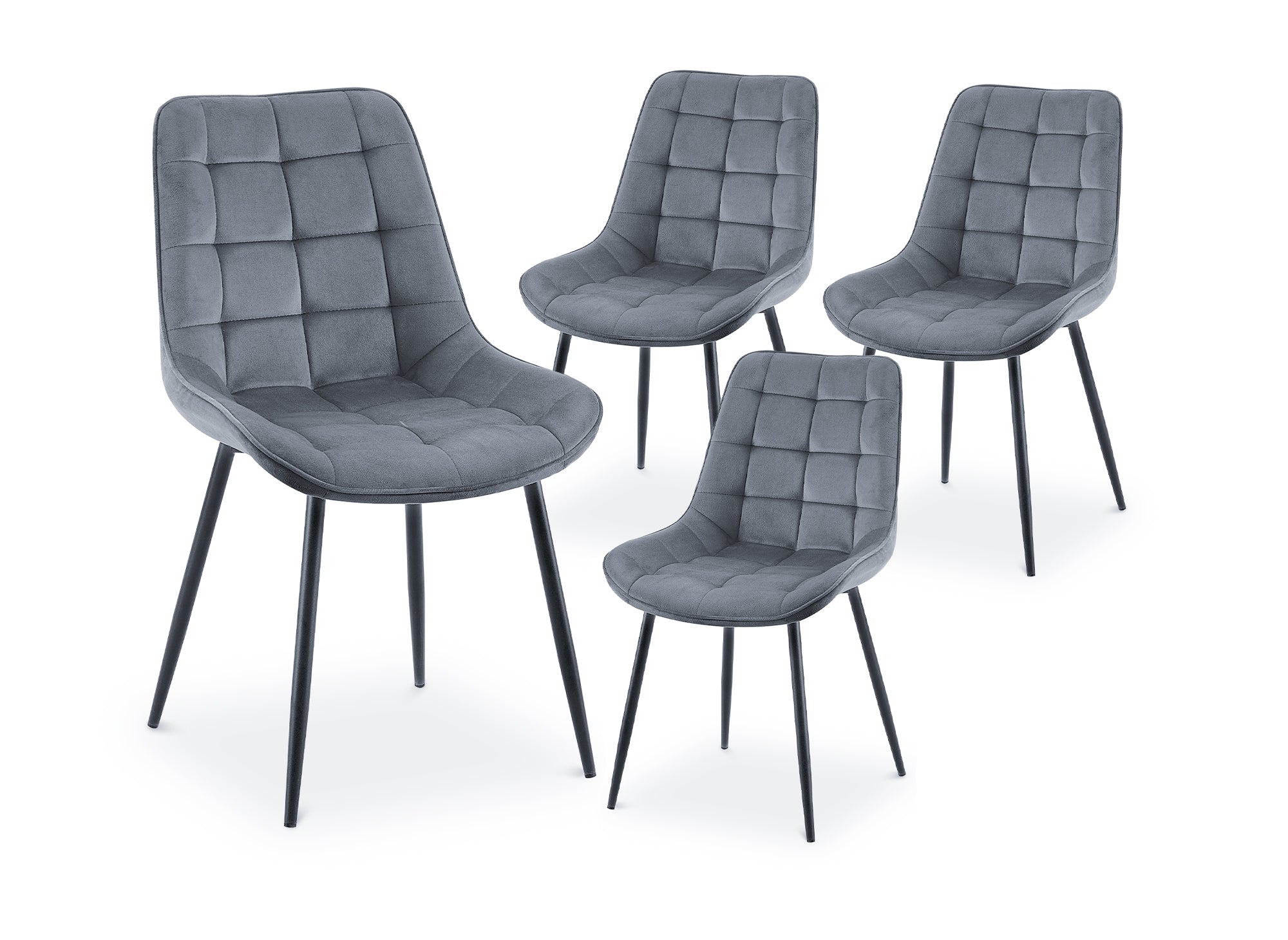 Lot de 4 chaises capitonnées en velours gris SOREN