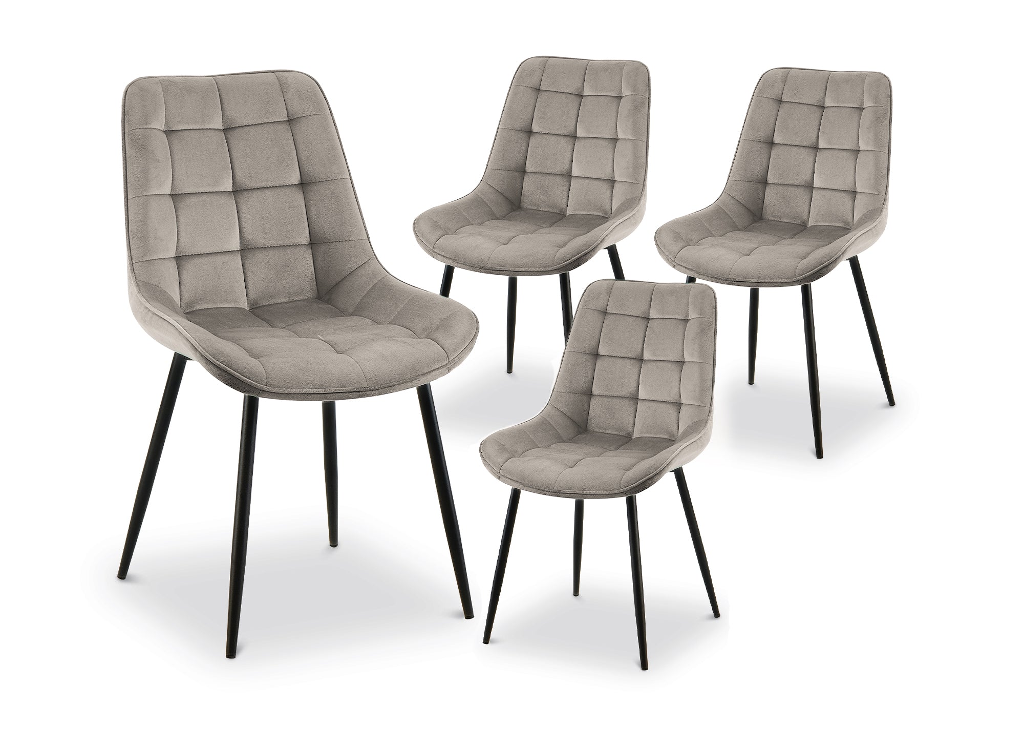 Lot de 4 chaises capitonnées en velours beige SOREN