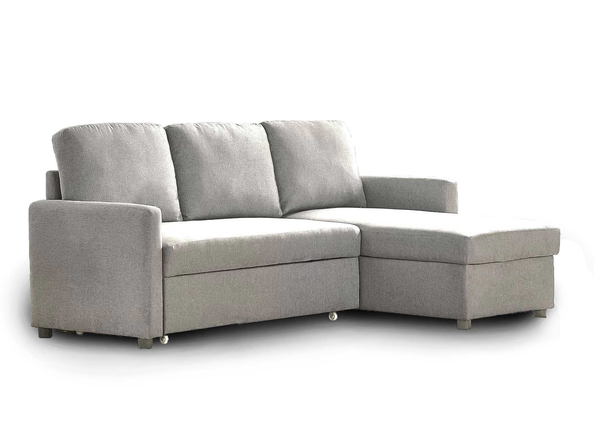 Canapé d'angle réversible convertible coffre de rangement en tissu gris ADAM