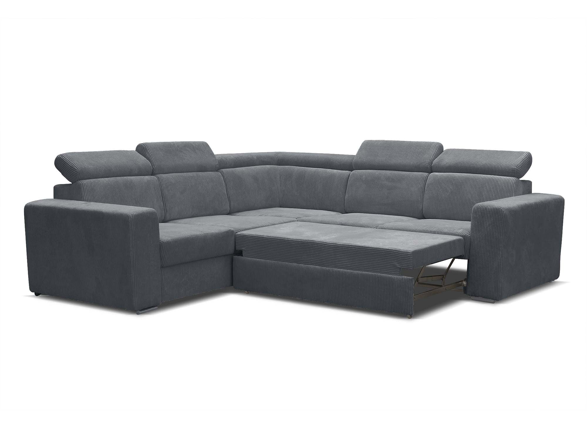 Canapé d'angle convertible et réversible en velours côtelé gris foncé MERYL