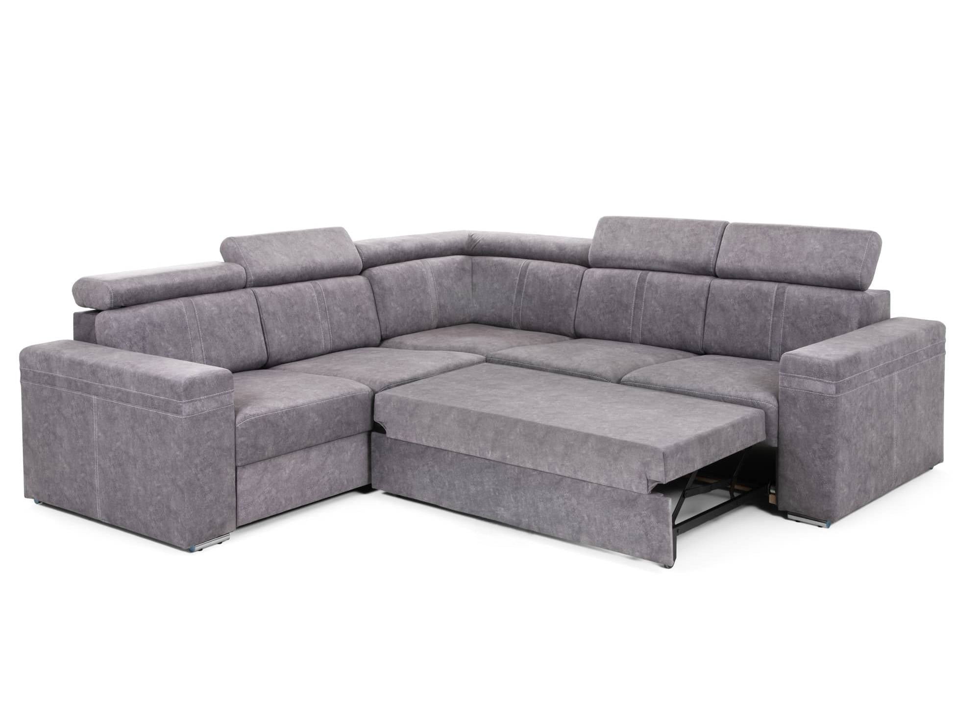 Canapé d'angle convertible et réversible en tissu gris clair MERYL