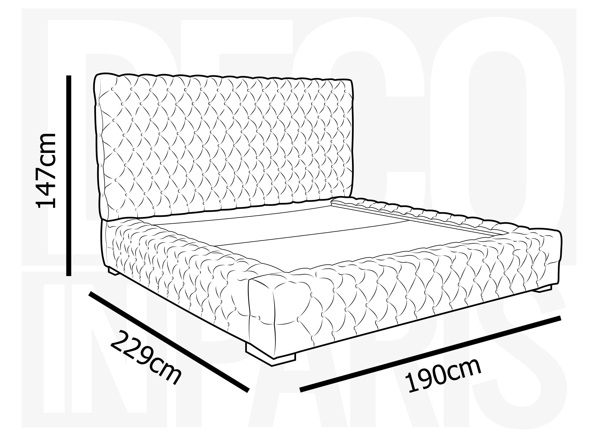 Letto contenitore imbottito in velluto beige IDALINE 140 x 190 cm