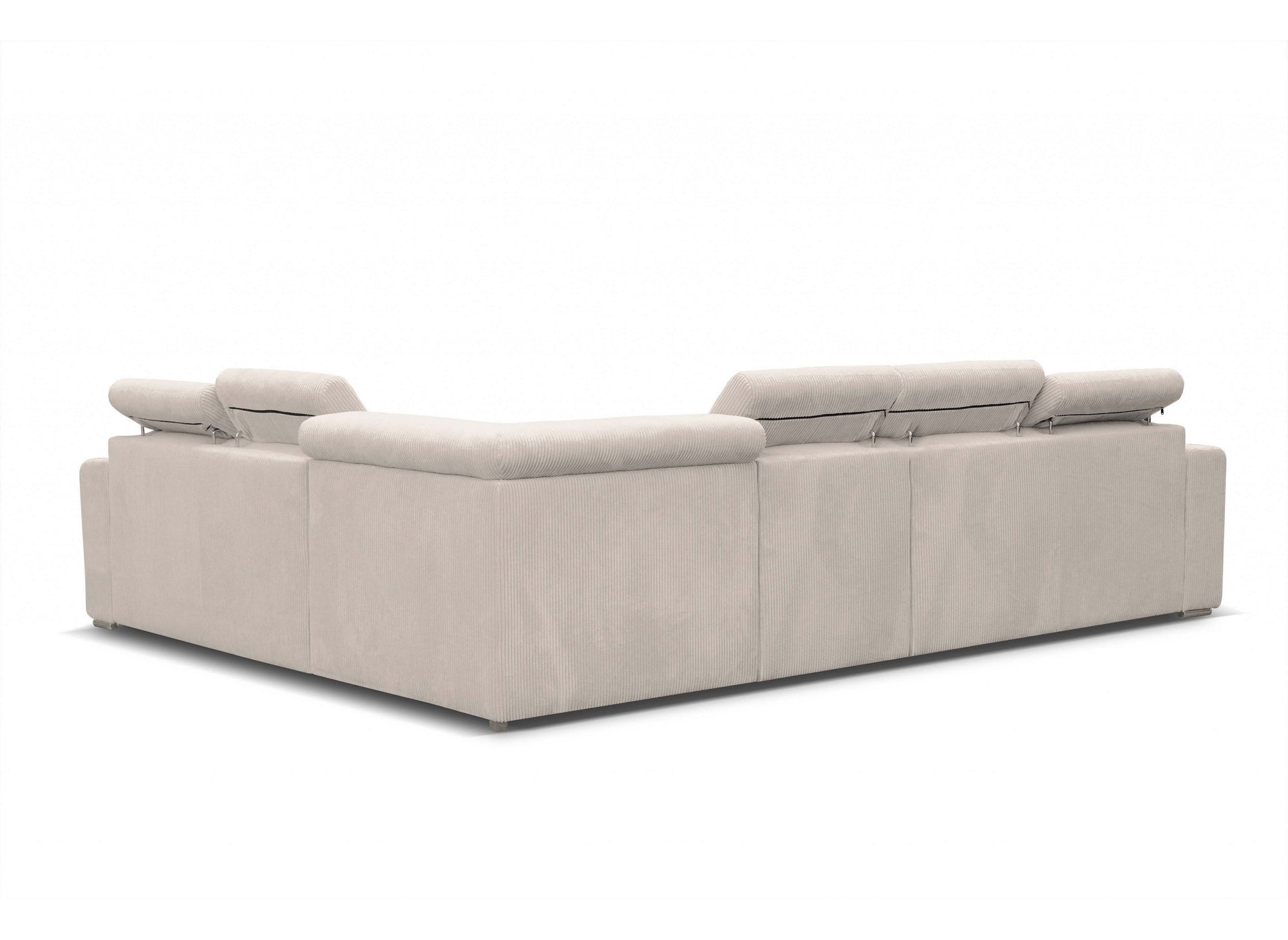 Canapé d'angle convertible et réversible en velours côtelé beige MERYL XL