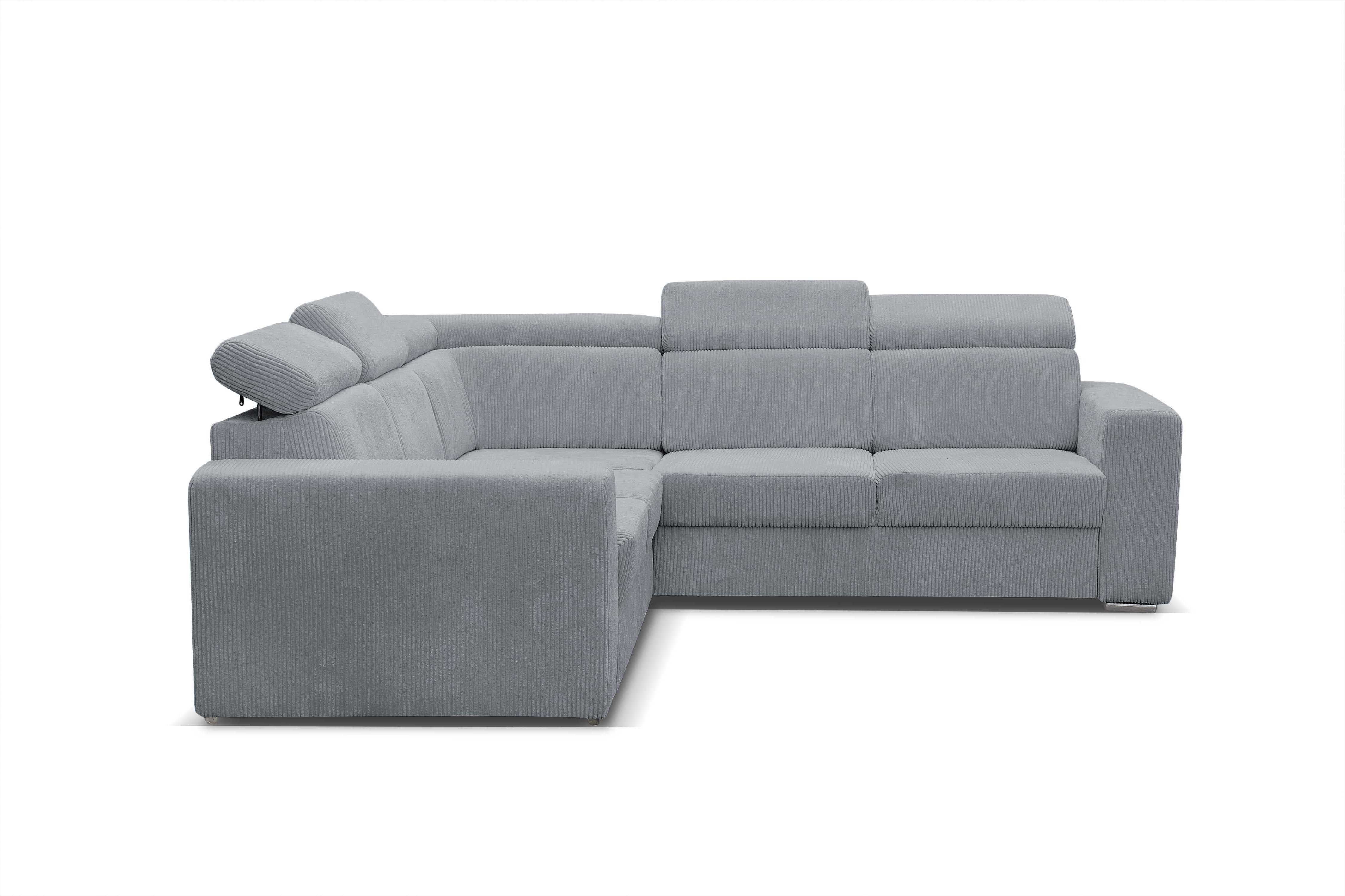 Canapé d'angle convertible et réversible en velours côtelé gris clair MERYL XL