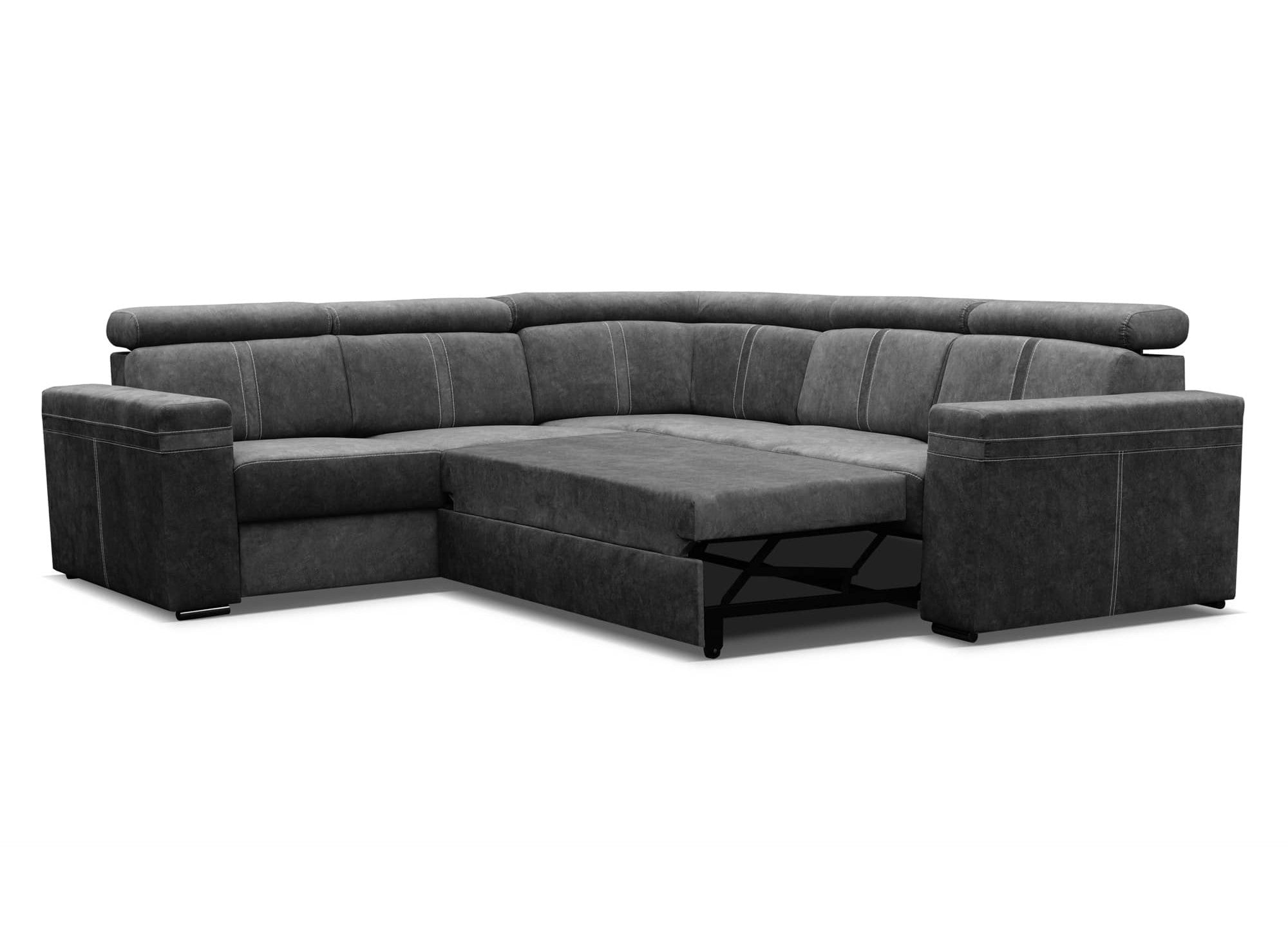 Canapé d'angle convertible et réversible en tissu gris foncé MERYL