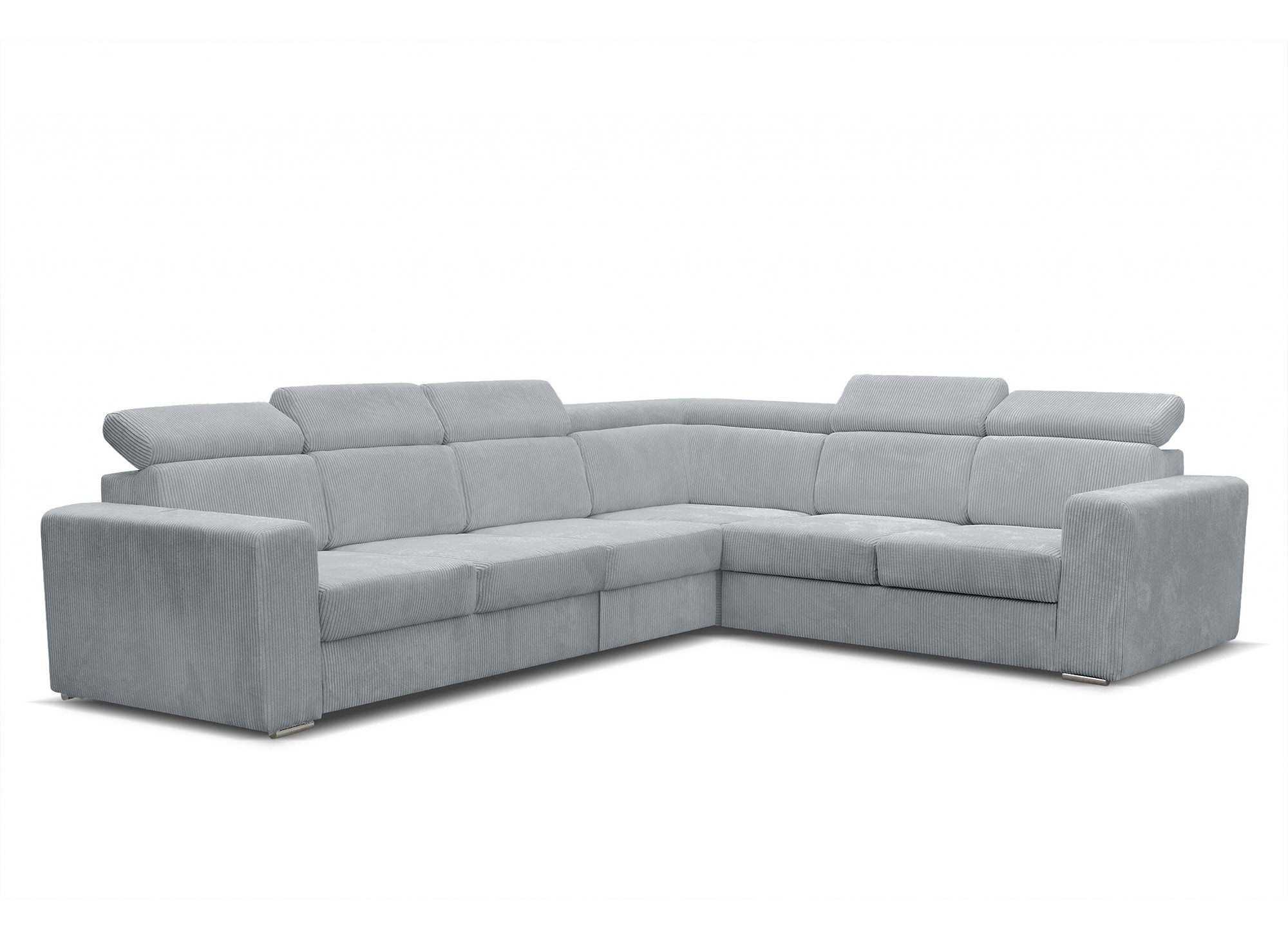 Canapé d'angle convertible et réversible en velours côtelé gris clair MERYL XL