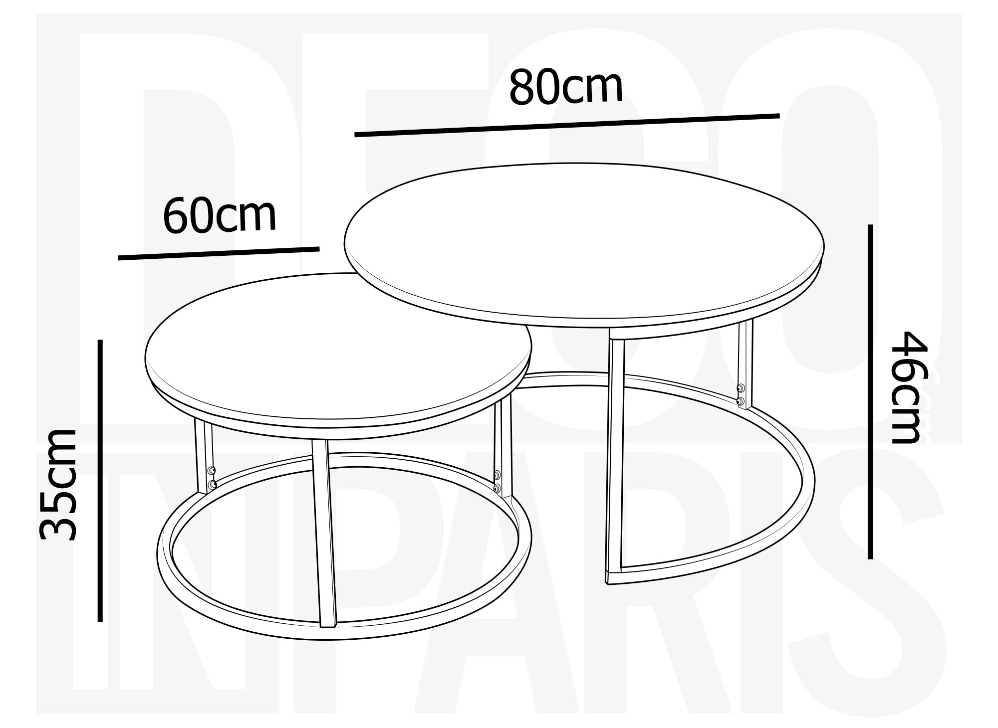 Lot de 2 tables basses gigognes rondes blanches pieds chromés RONY
