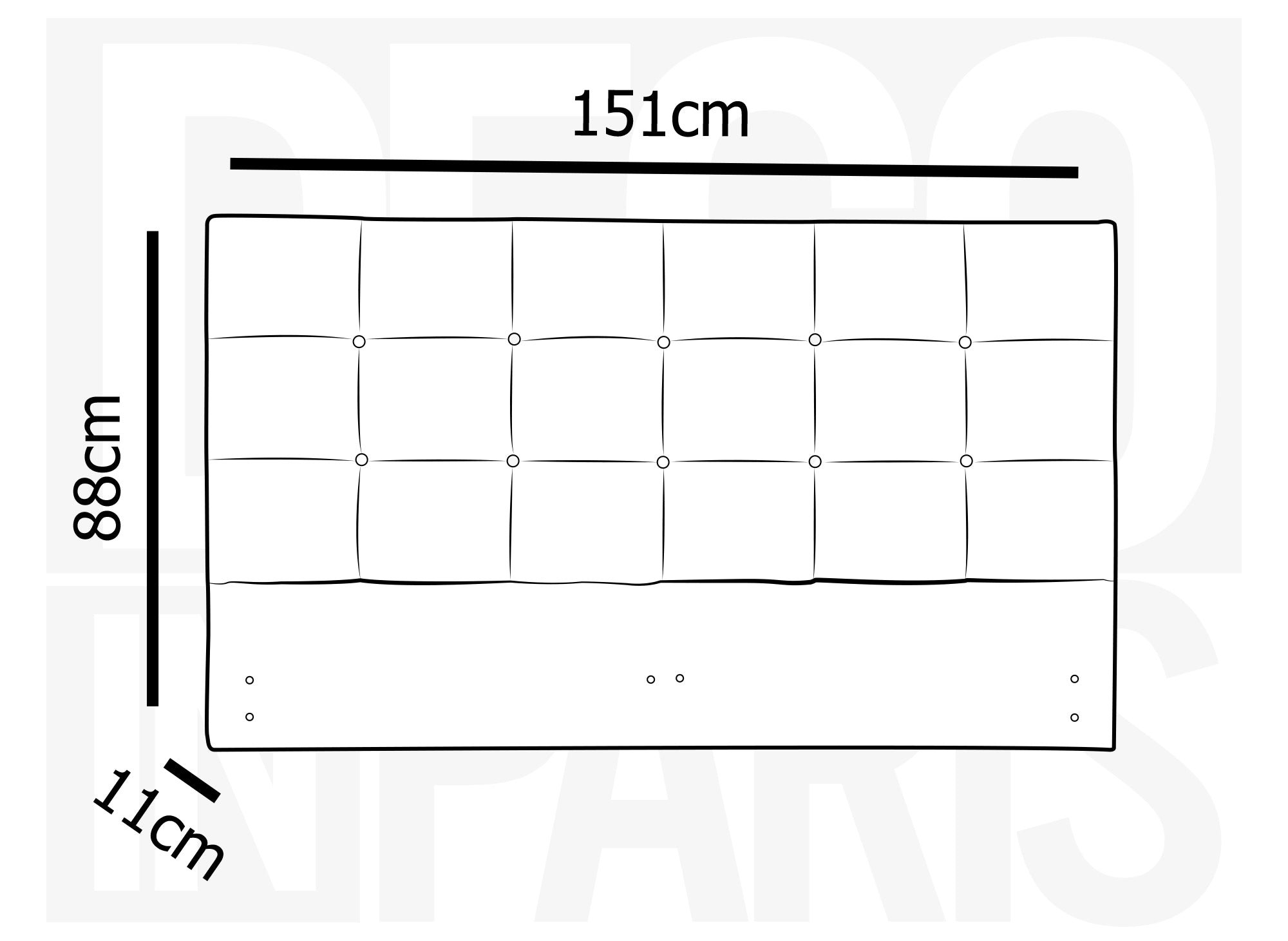 Testiera design in tessuto beige 140 cm ALVERA