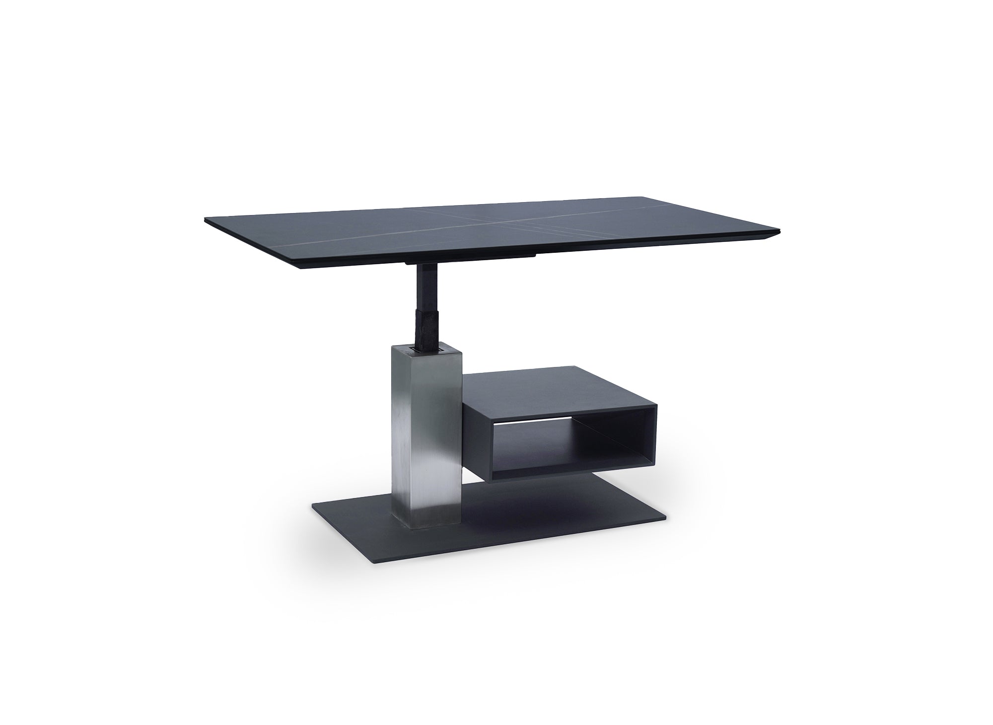 Table basse relevable avec rangement en céramique noir ADELIE