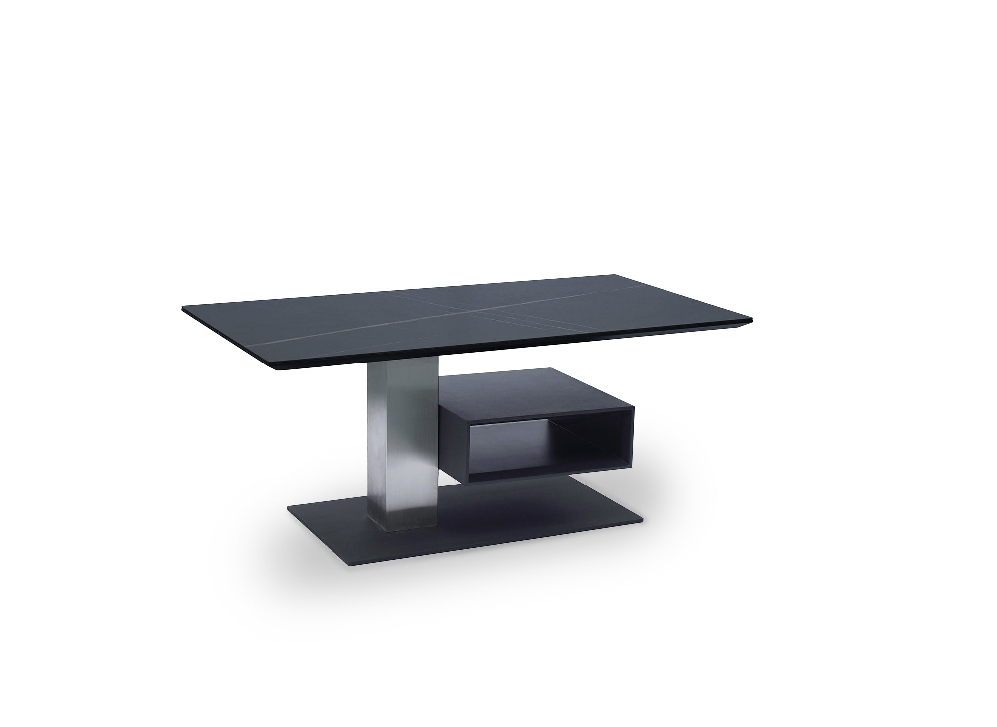 Table basse relevable avec rangement en céramique noir ADELIE