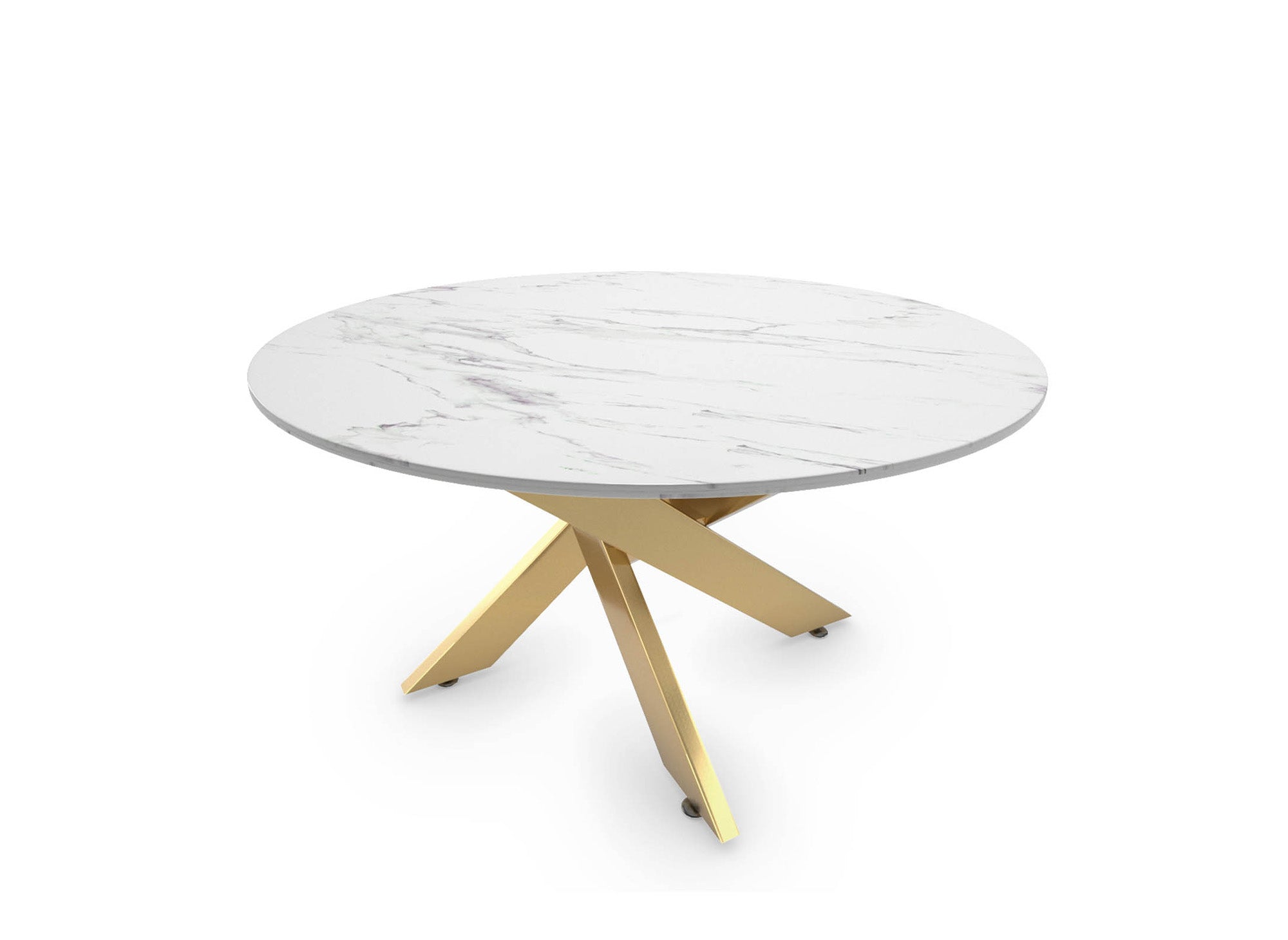 Table basse ronde design verre marbré et pieds dorés MELISSA