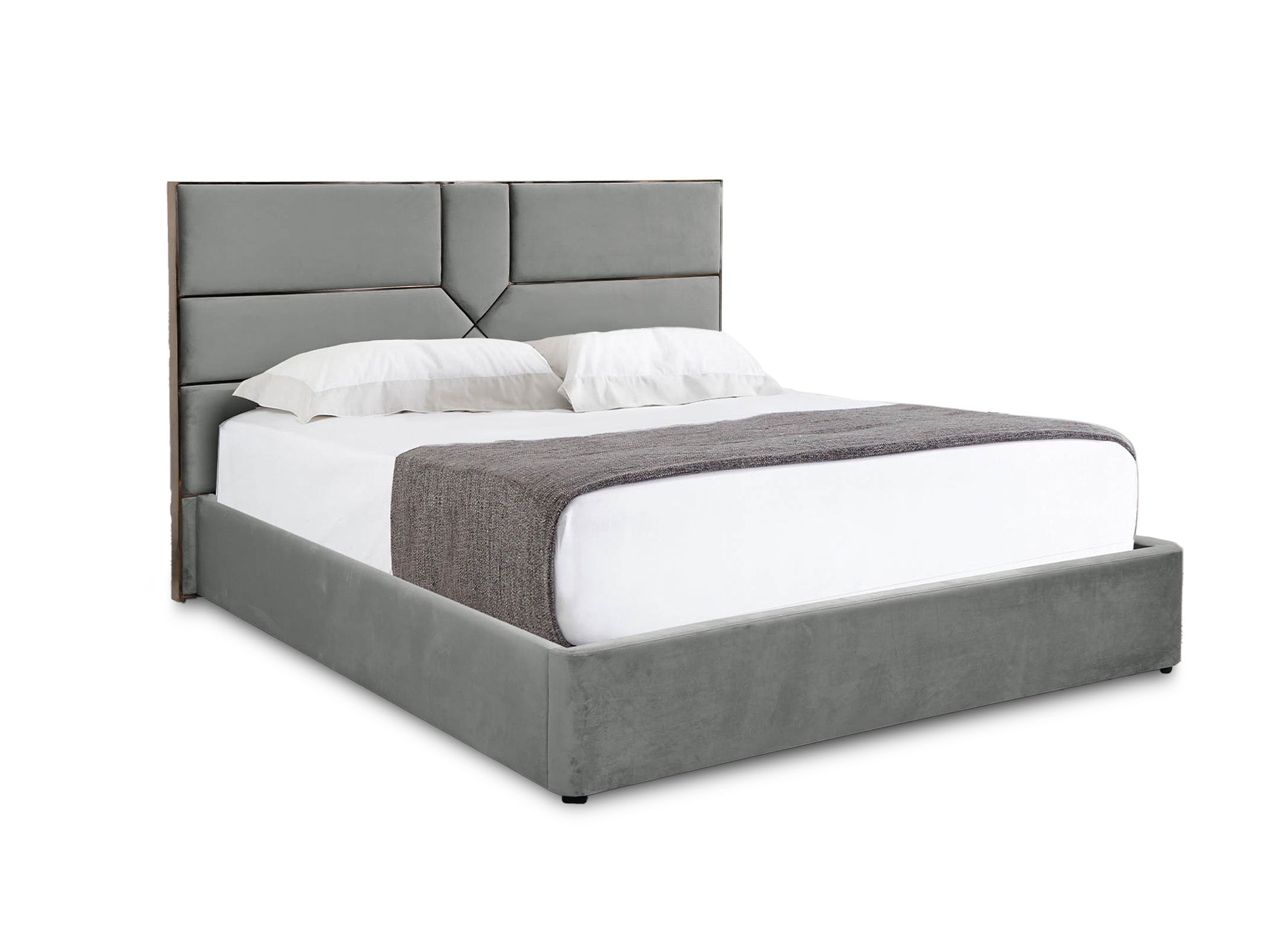 Letto contenitore di design in velluto grigio DAVINA 180 x 200 cm