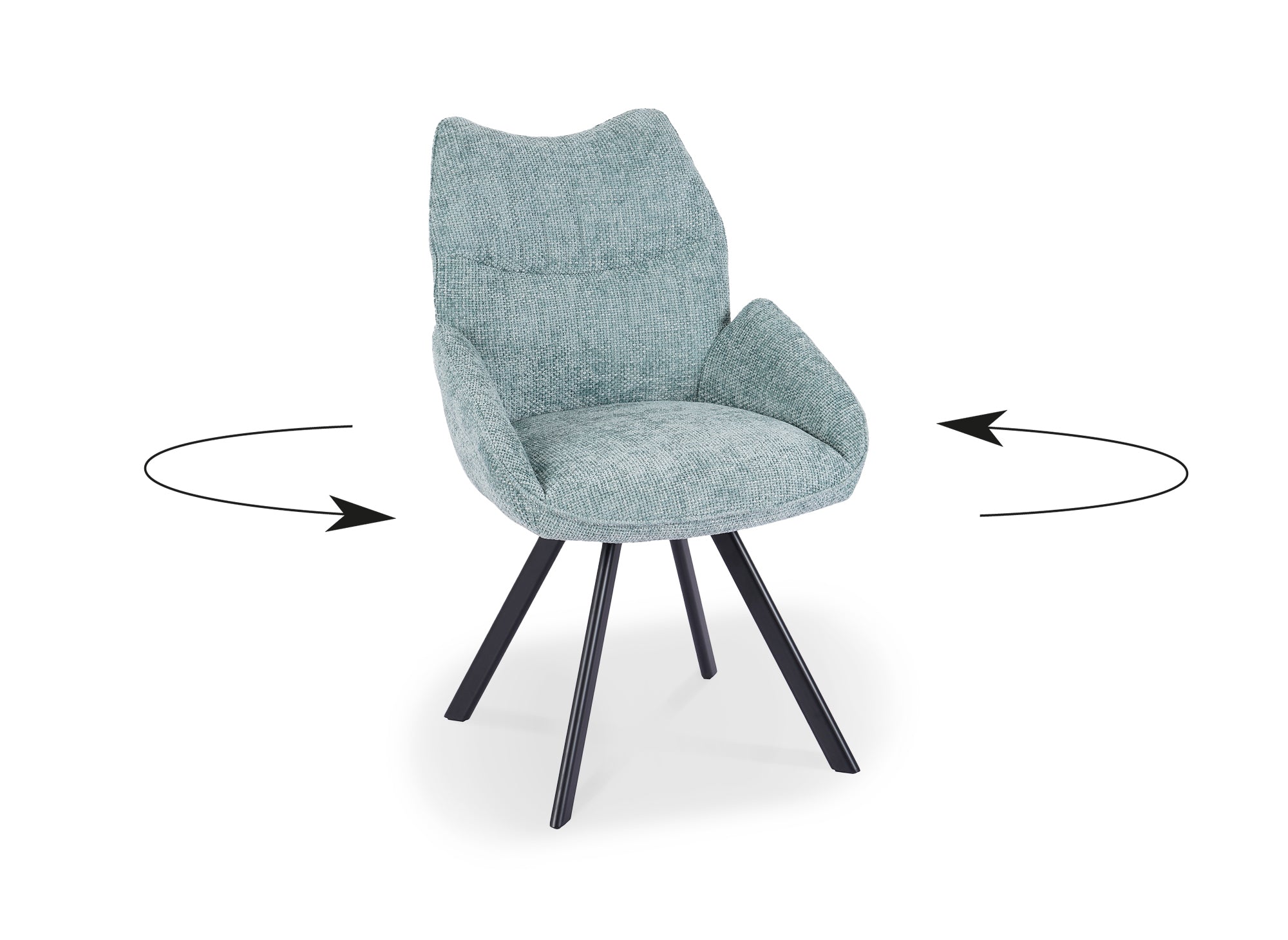 Chaise pivotante avec accoudoirs en tissu vert d'eau TALIA