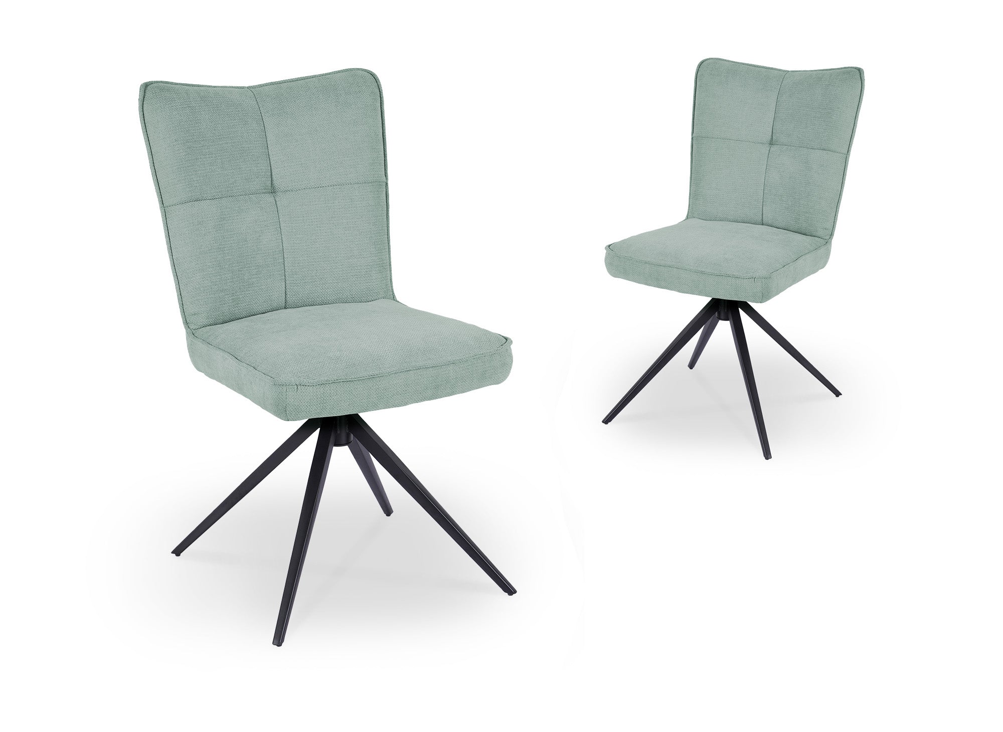 Lot de 2 chaises pivotantes en tissu vert d'eau FELICIE