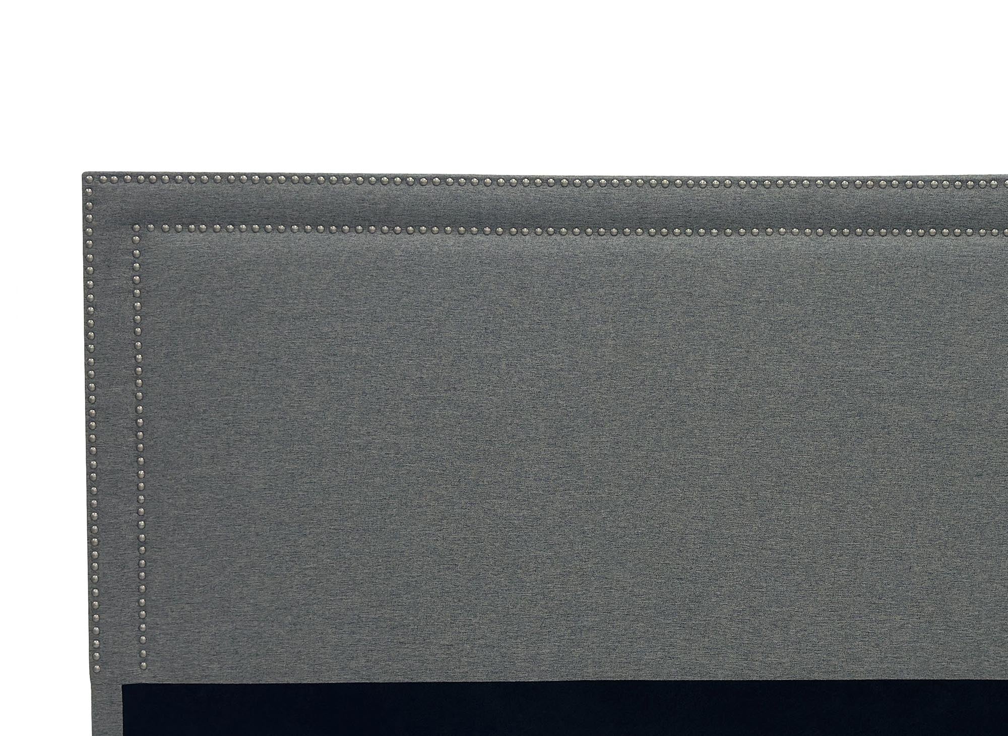 Testiera borchiata in tessuto di lino grigio 140 cm LYVE