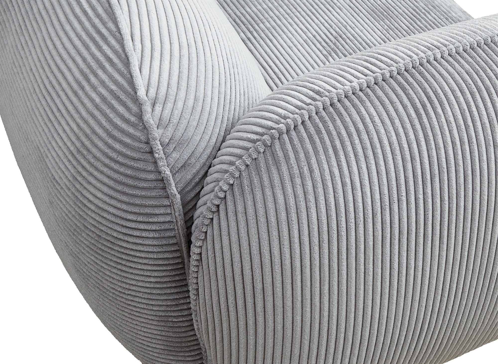 Divano 3 posti in velluto a coste grigio ANDREA